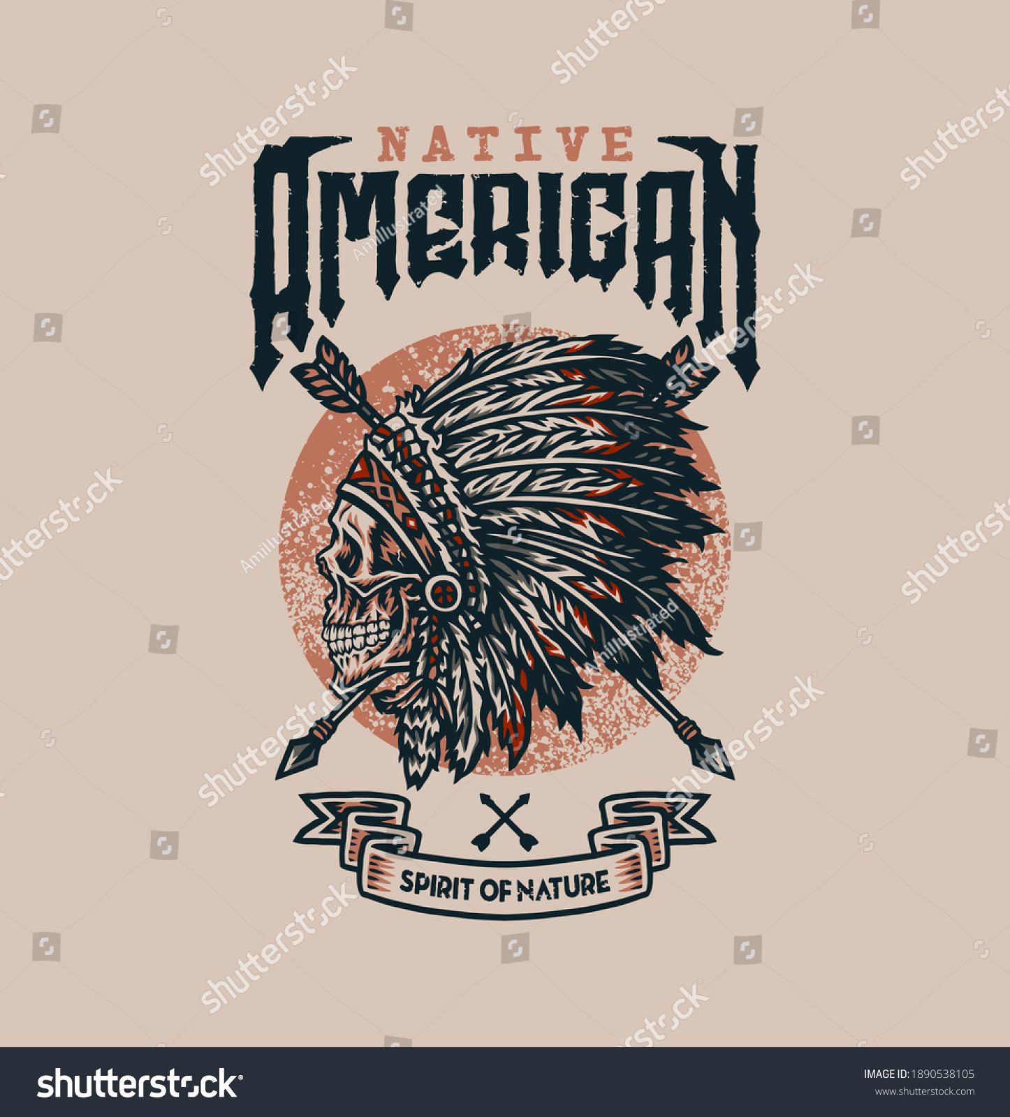 Native American T Shirt Graphic Design Stock Vector (Royalty Free ...