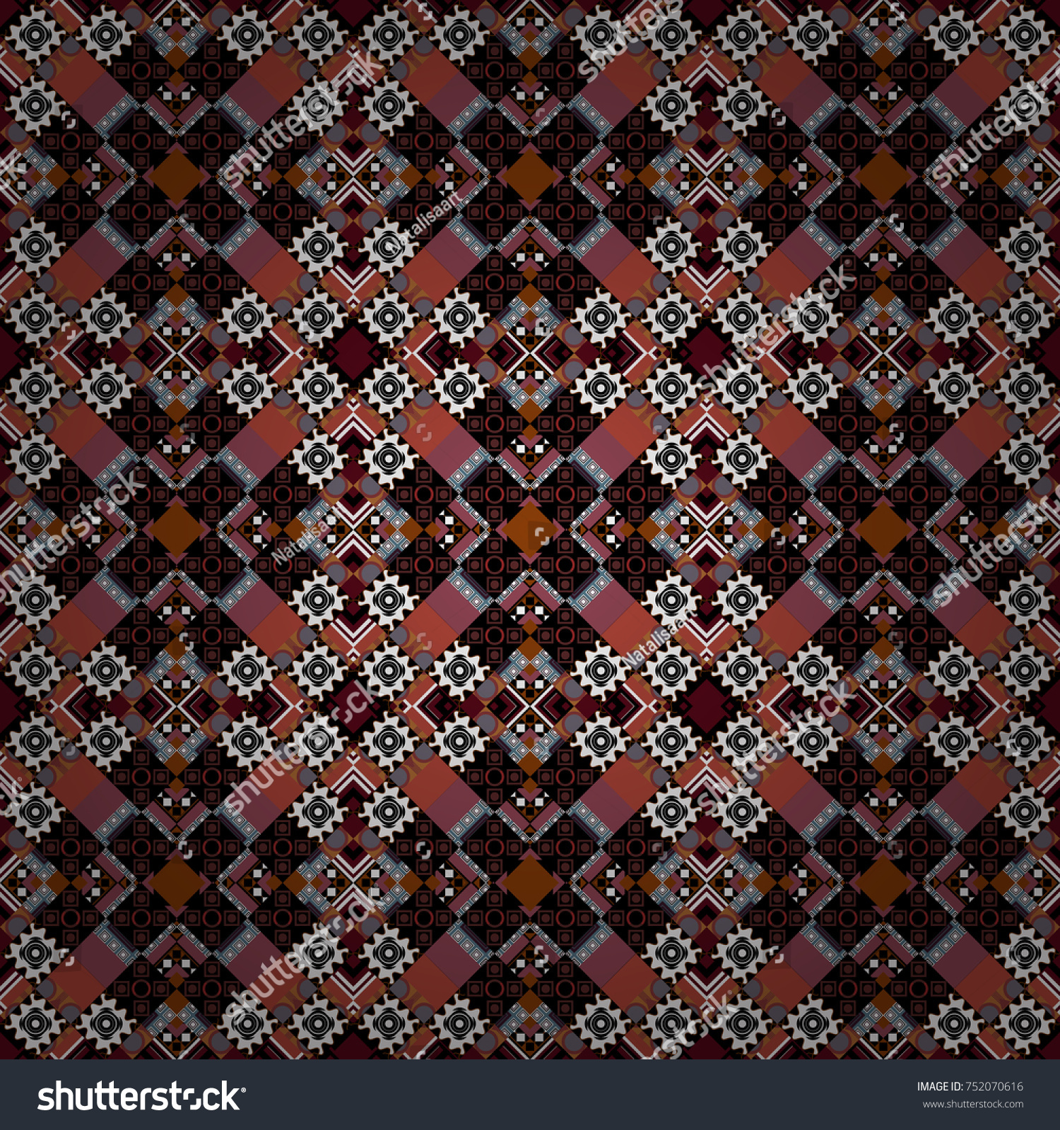 Native batik watercolor artistic brown white and black seamless ID