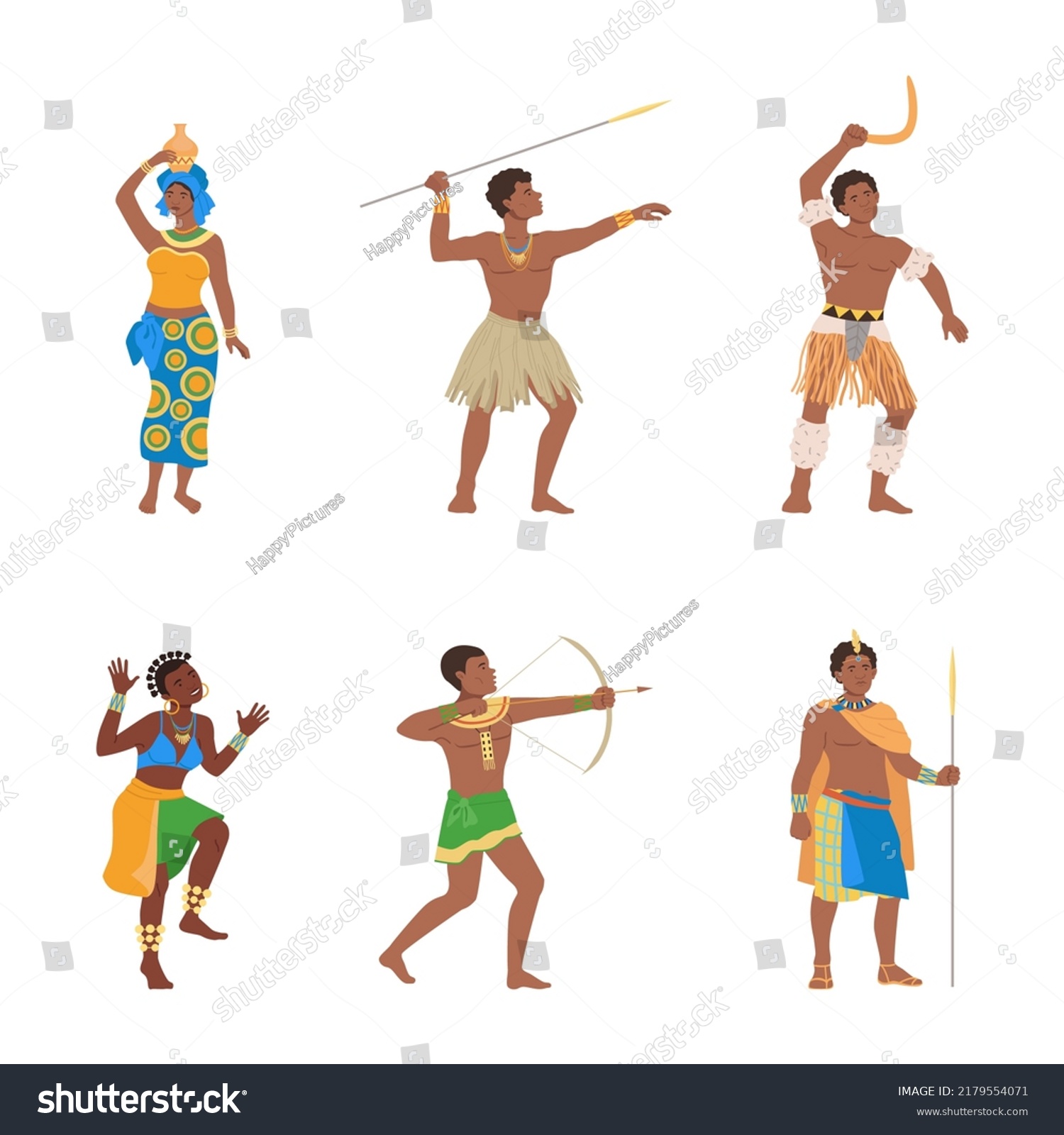 Native Indigenous People Traditional Clothes Set Stock Vector (Royalty ...