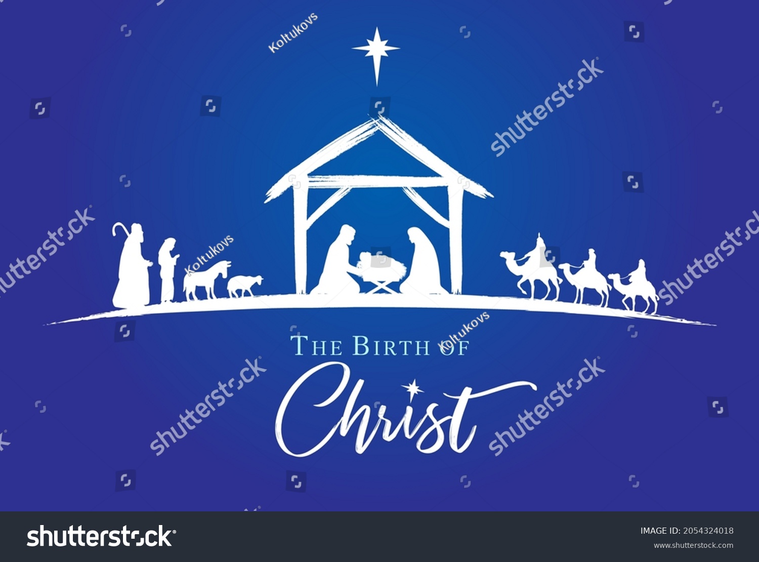 Nativity Scene White Silhouette Jesus Manger Stock Vector (Royalty Free ...