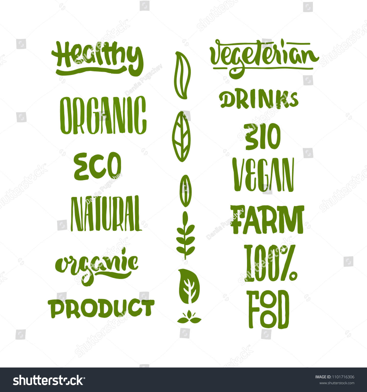 Natural Organic Phrases Lettering Set Stock Vector (Royalty Free ...