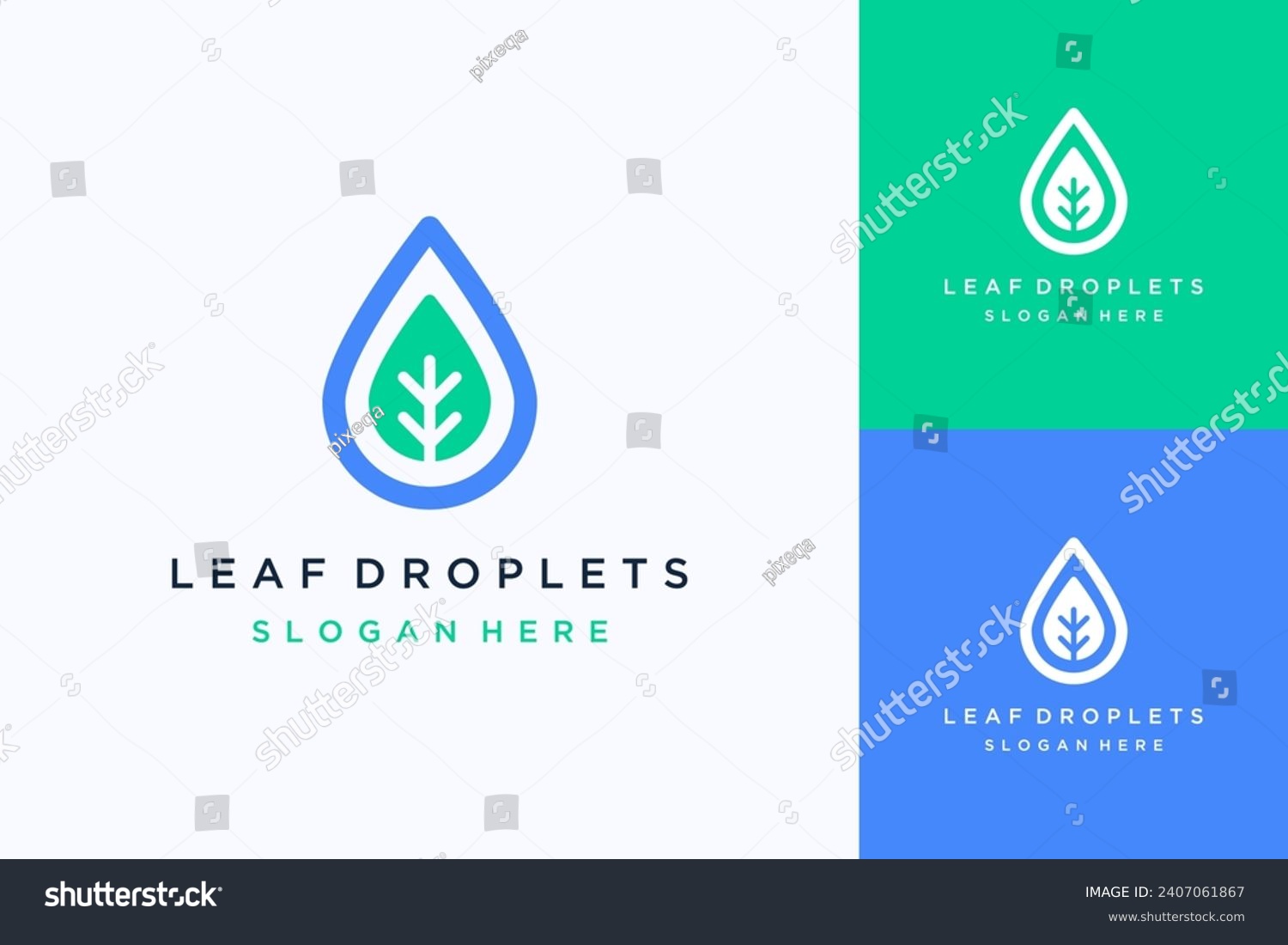 SVG of natural design logo or water droplets and leaves svg