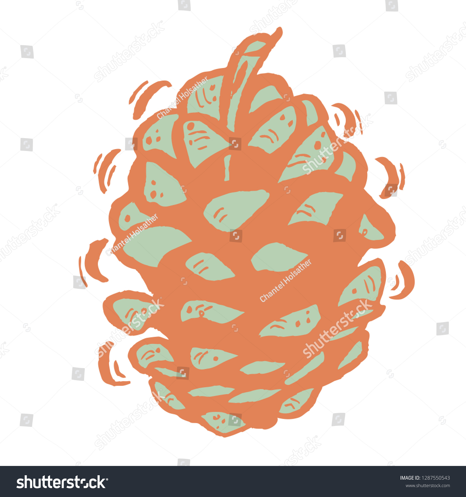 orange pinecone with green accents clip art preview