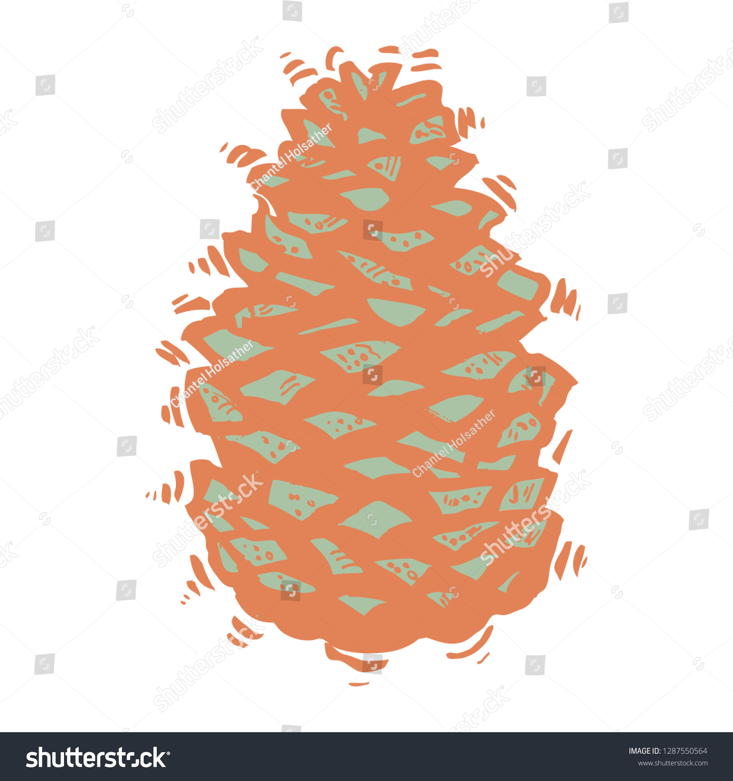 orange pine cone with green accents clip art preview