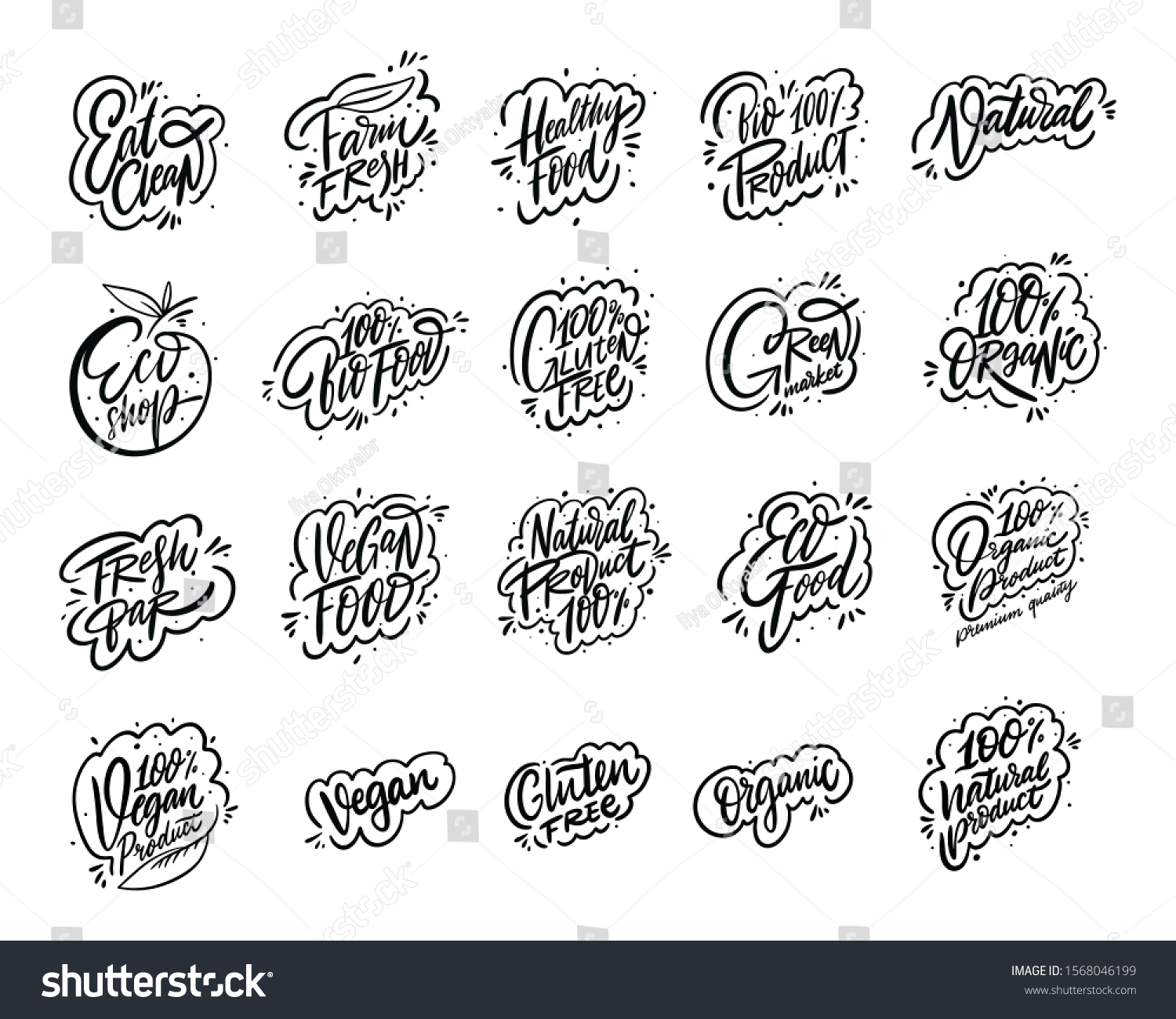 Natural Product Modern Calligraphy Phrases Collection Stock Vector ...