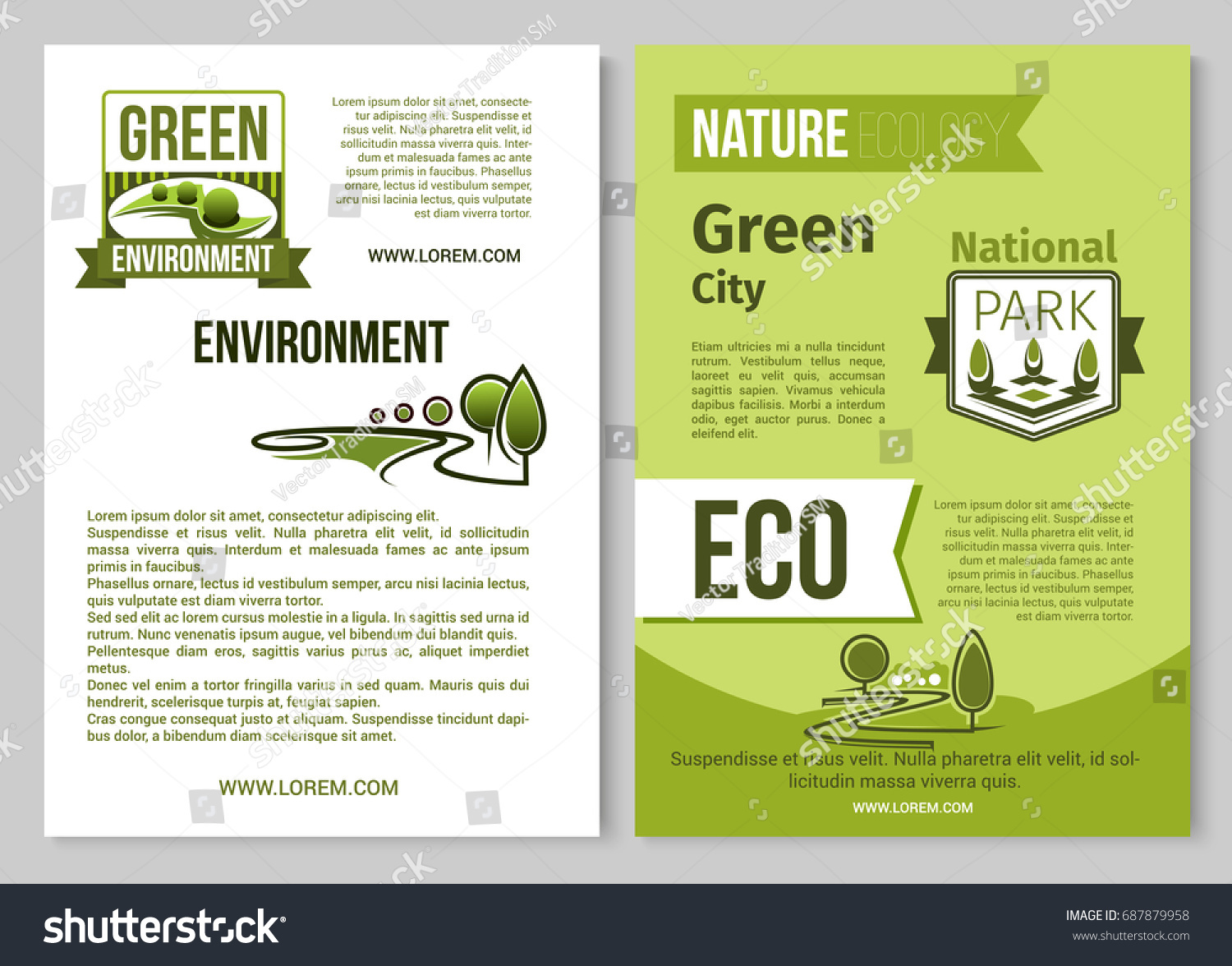 Nature Ecology Green Environment Posters Brochure Stock Vector 687879958 Shutterstock Environment Brochure Template