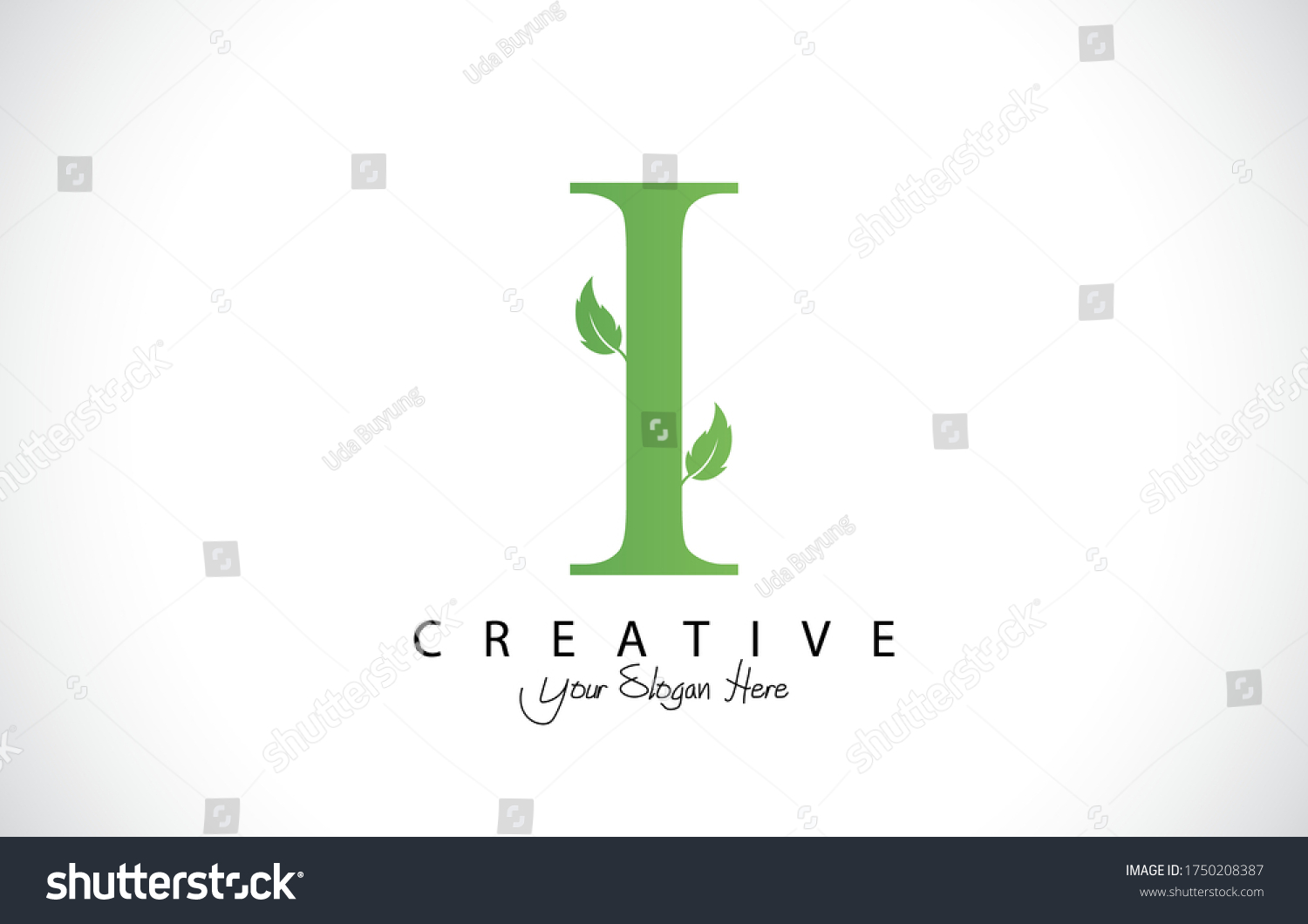 Nature Green Leaf Letter Logo Design Stock Vector (Royalty Free) 1750208387