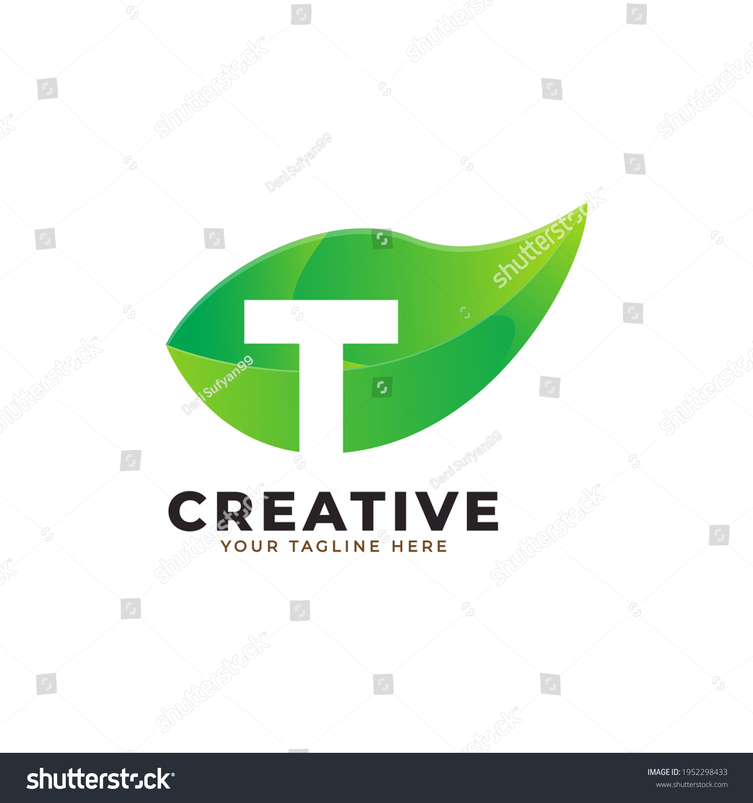 Nature Green Leaf Letter T Logo Stock Vector (Royalty Free) 1952298433 ...