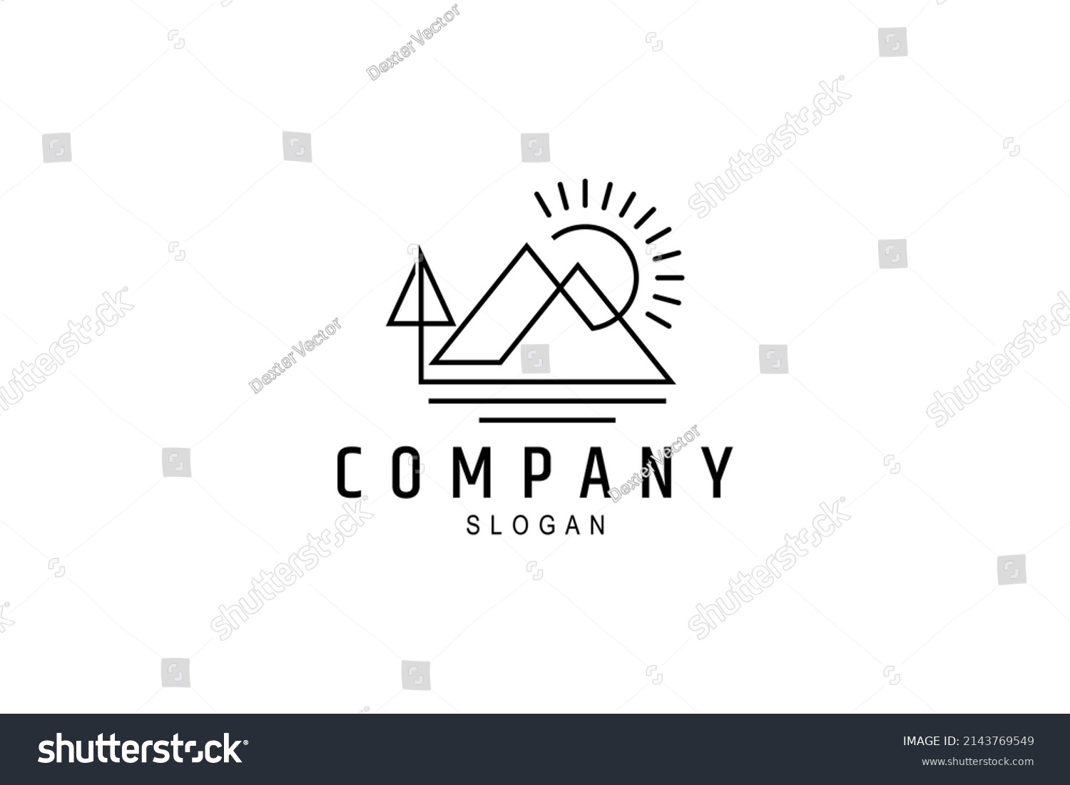 Nature Landscape Logo Mountain Pine Tree Stock Vector (Royalty Free