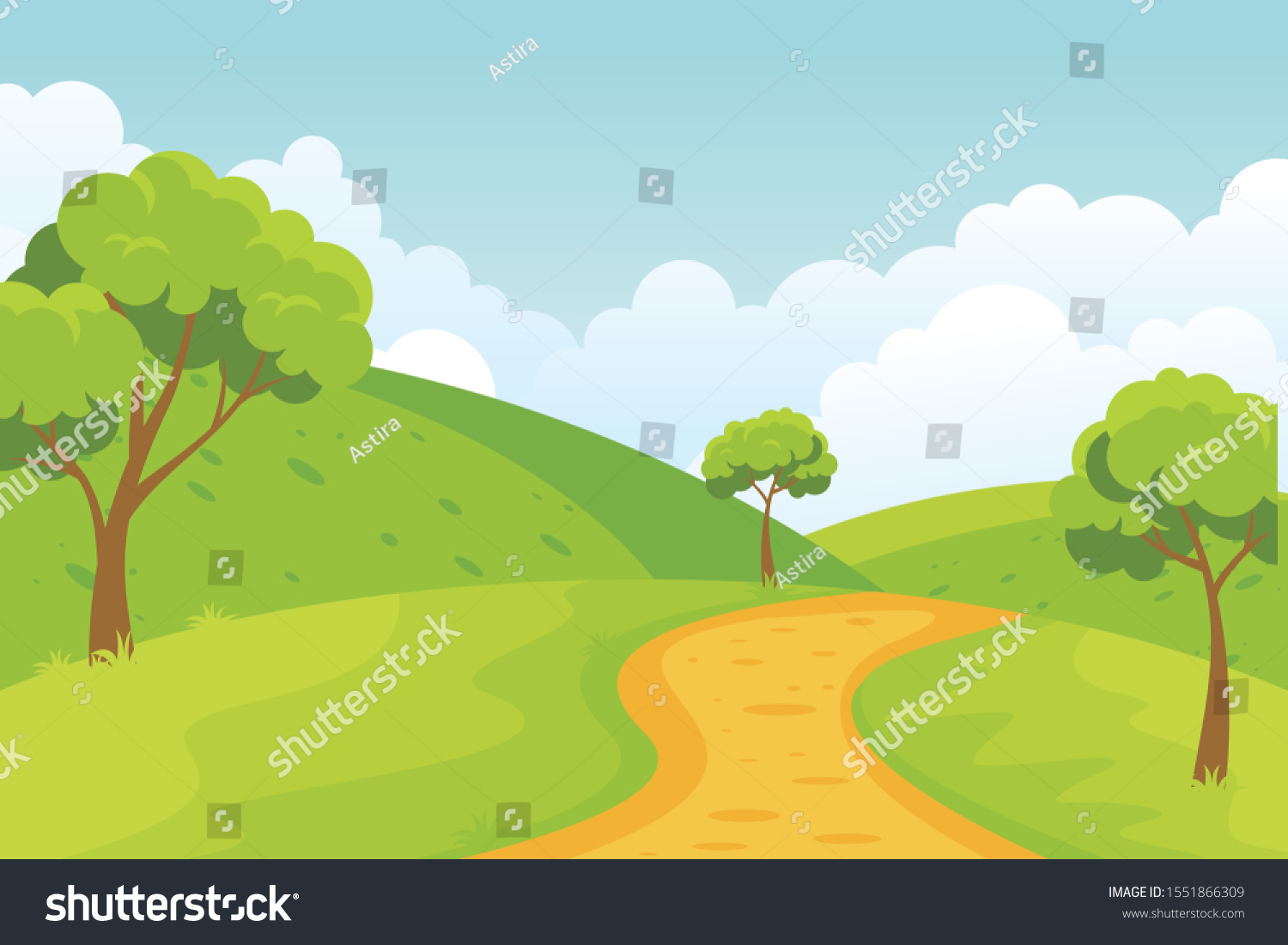 Nature Landscape Vector Illustration Beautiful Summer Stock Vector ...