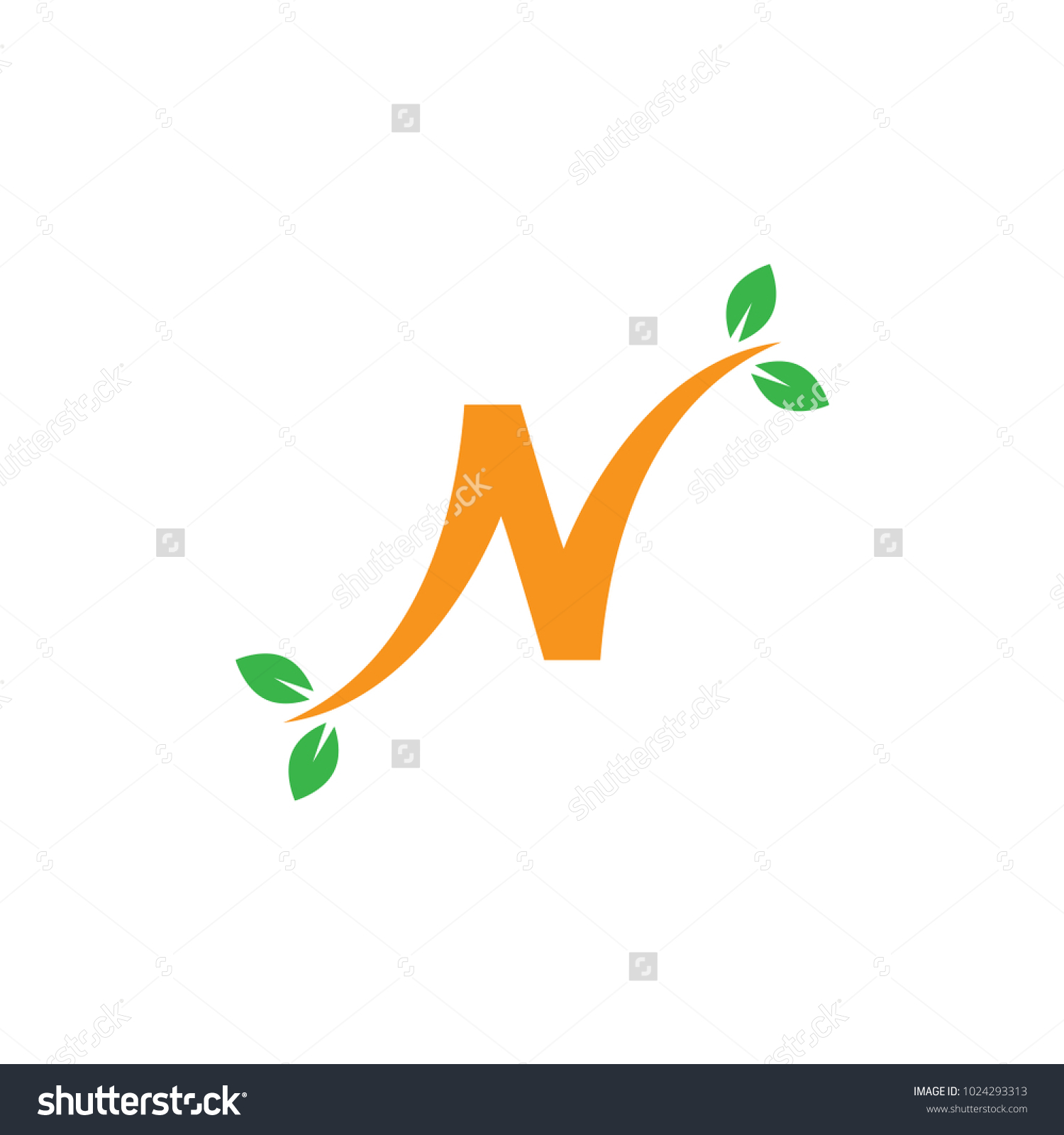 Nature Logo Letter N Design Template Stock Vector Royalty Free