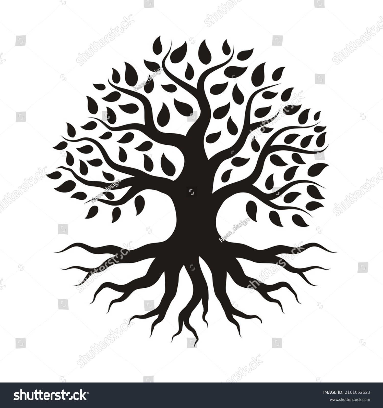 Nature Oak Tree Root Vector Illustration Stock Vector (Royalty Free ...