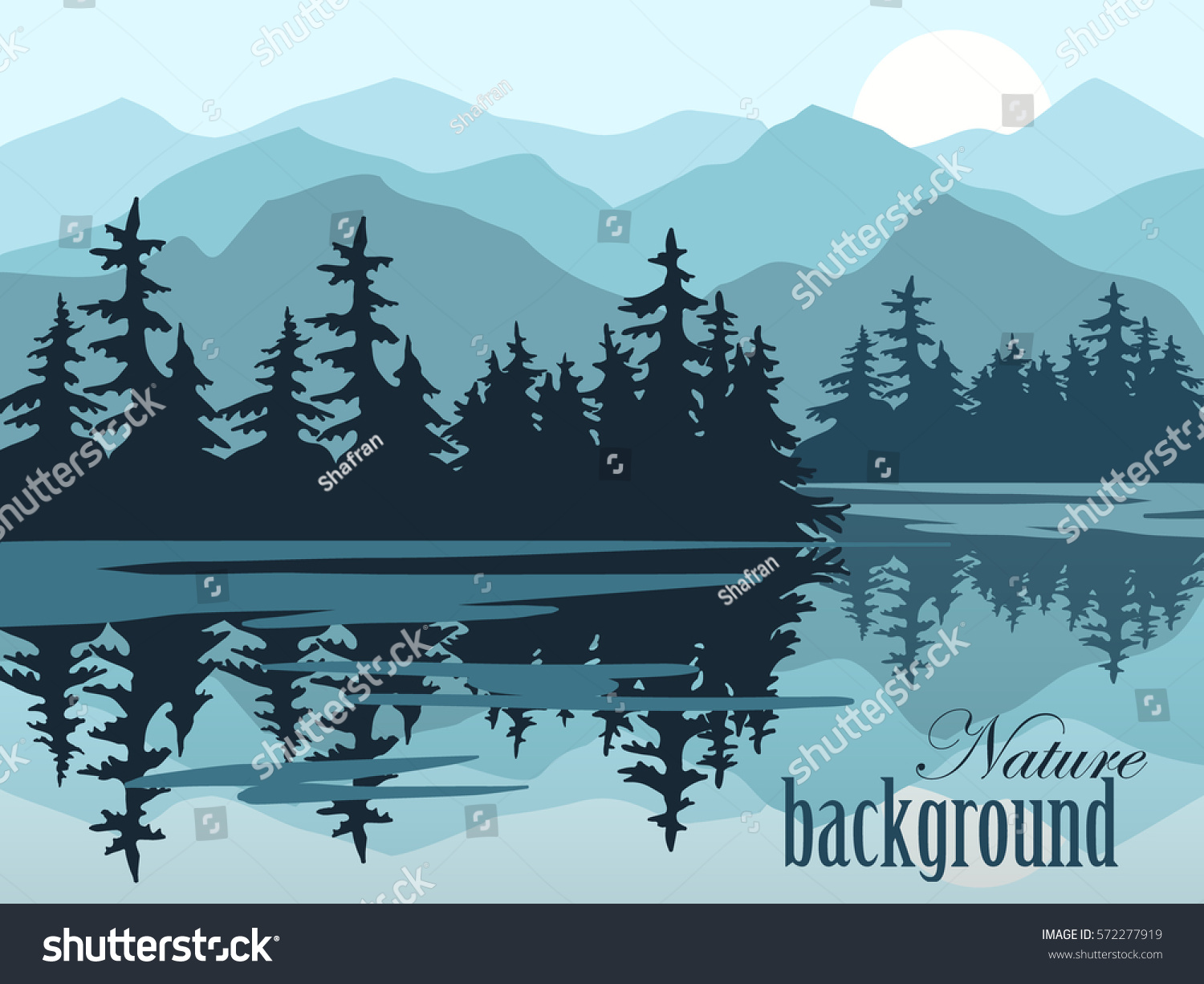 Nature Vector Background Landscape Mountains Lake Stock Vector (Royalty ...