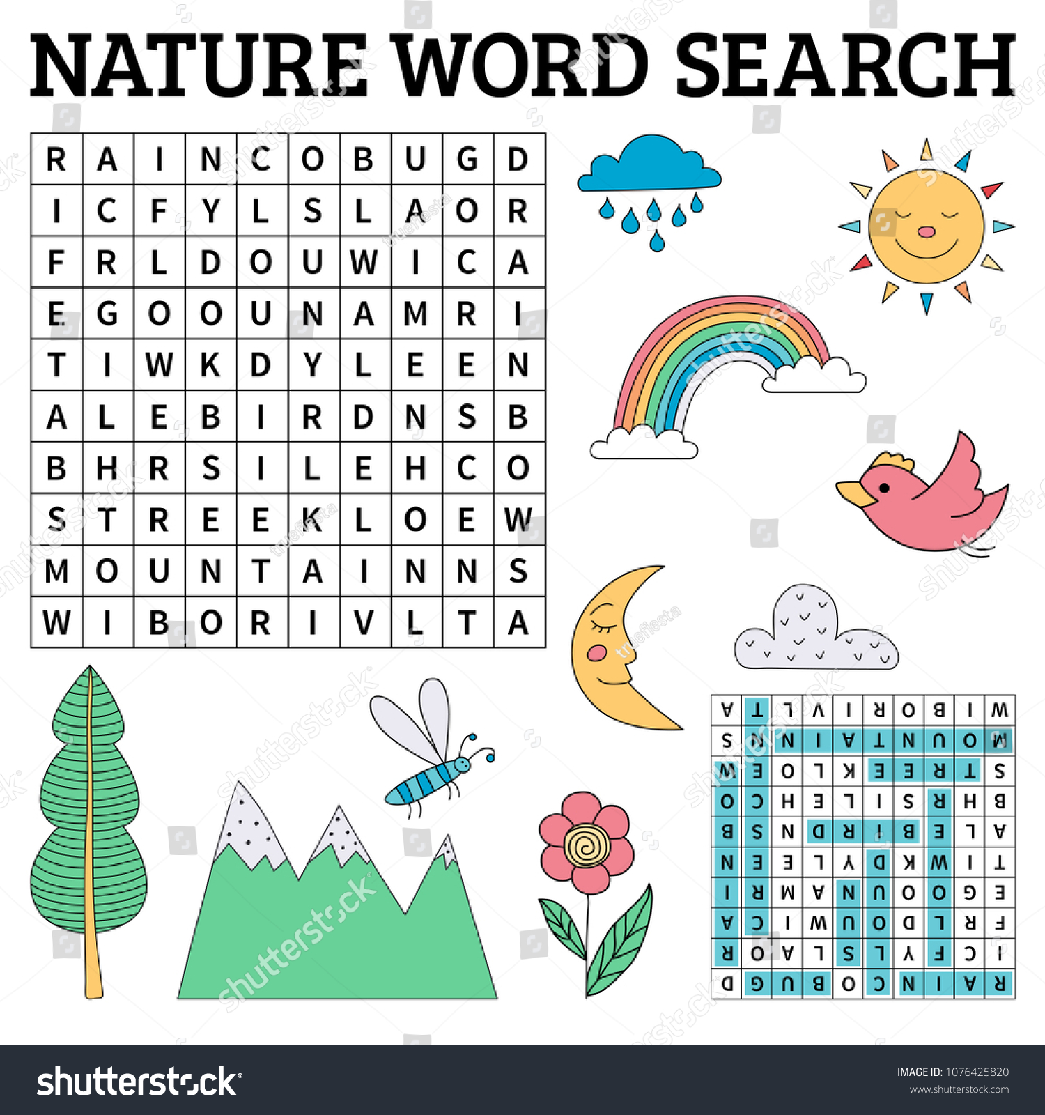 nature word search game kids vector stock vector royalty free 1076425820