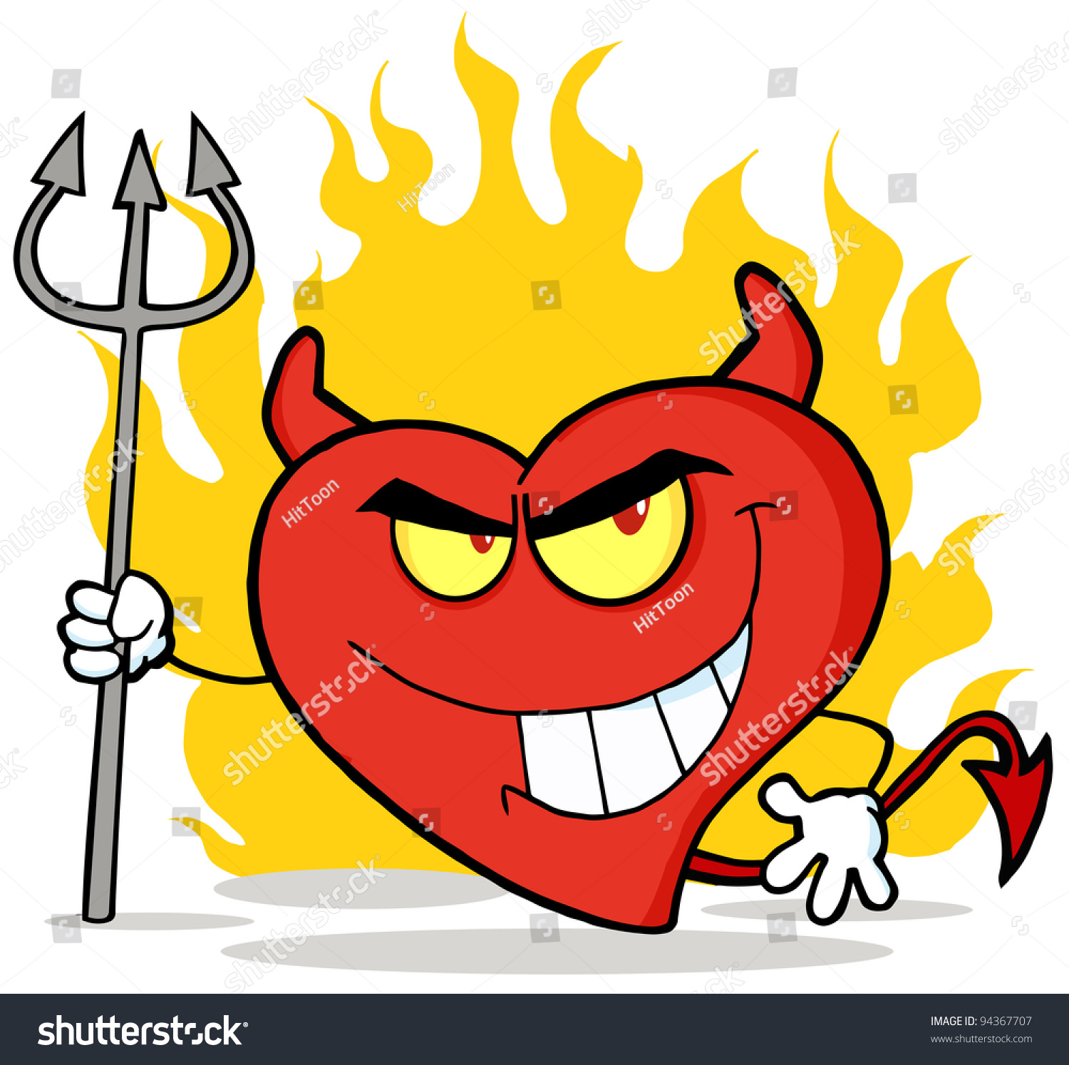 Evil Red Devil Cartoon Character Holding Stock Vector