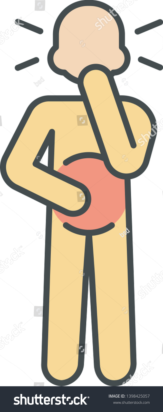 Nausea Flat Design Long Shadow Color Icon Allergy Food Poisoning Gastritis Symptom Early Pregnancy Morning Sickness Toxicosis Person Suffering From Stomach Ache Vector Silhouette Illustration Royalty Free Cliparts Vectors And Stock Illustration