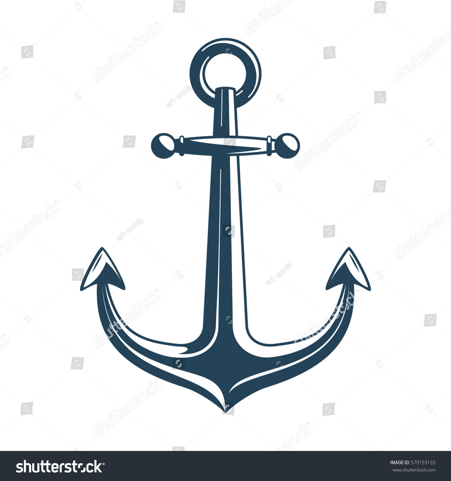 SVG of Nautical Anchor isolated white background. Ship anchor, vintage icon. Vector illustration for marine and heraldry design. EPS 10. svg