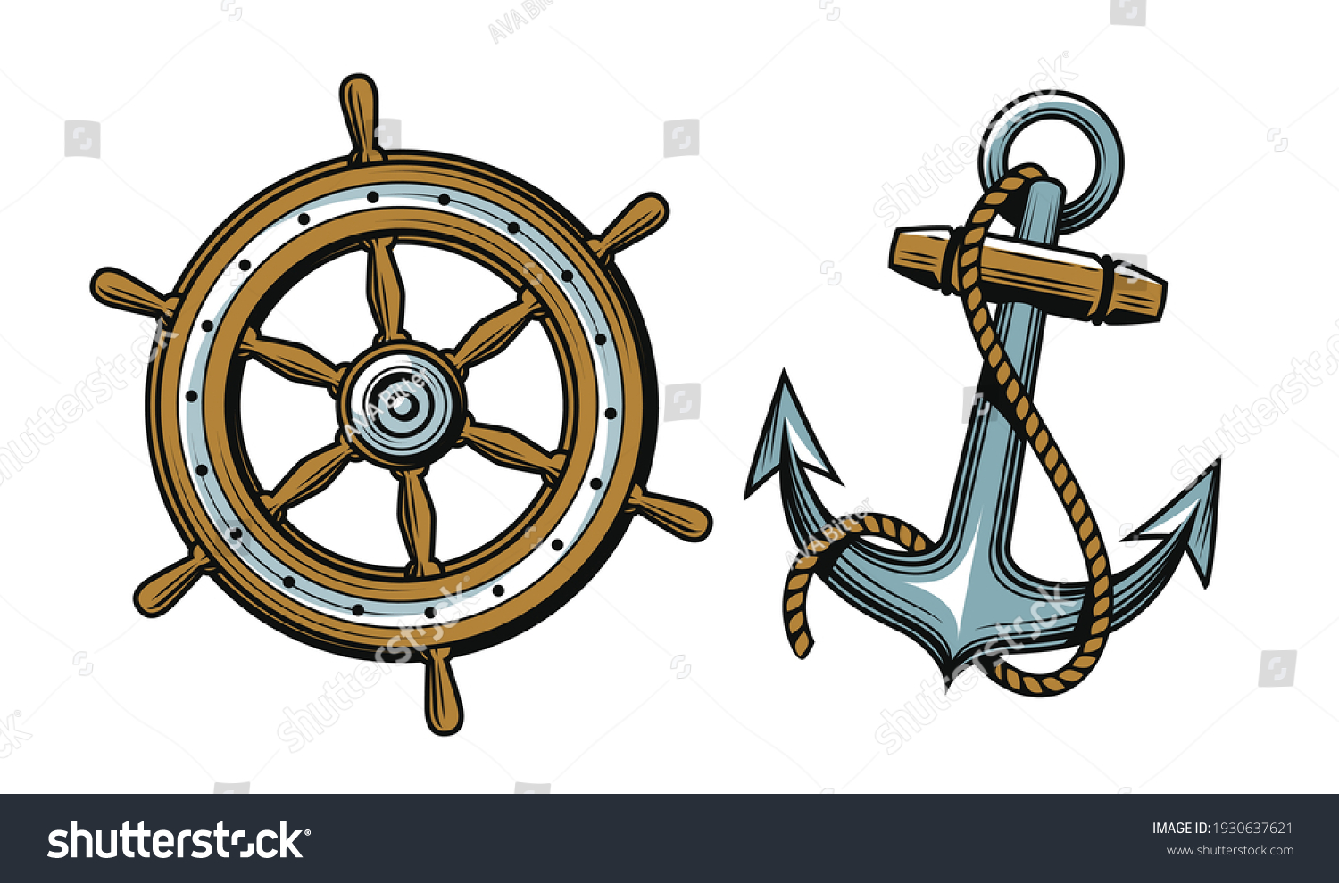 SVG of Nautical concept. Set of objects vector illustration svg
