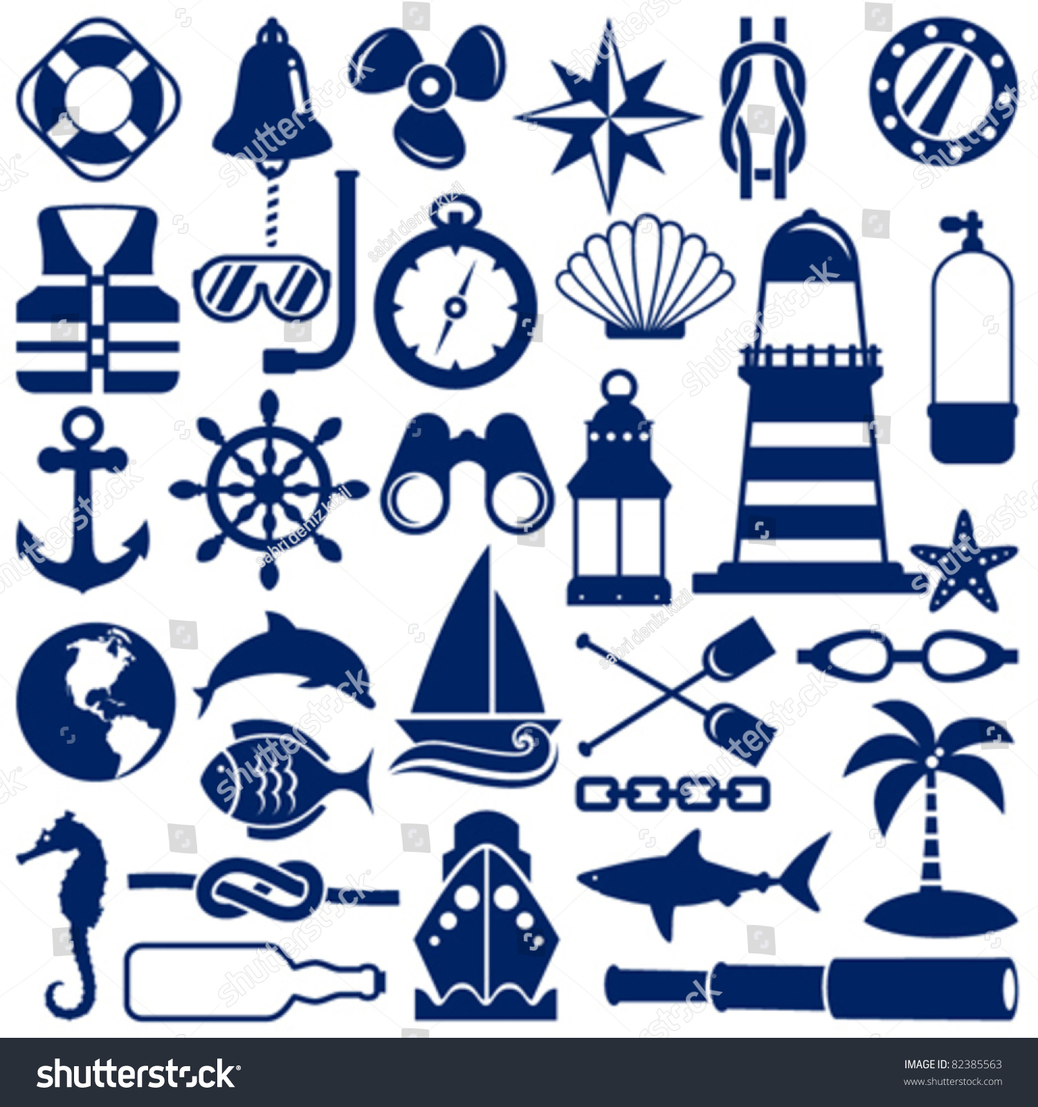 Nautical Icons Stock Vector 82385563 - Shutterstock