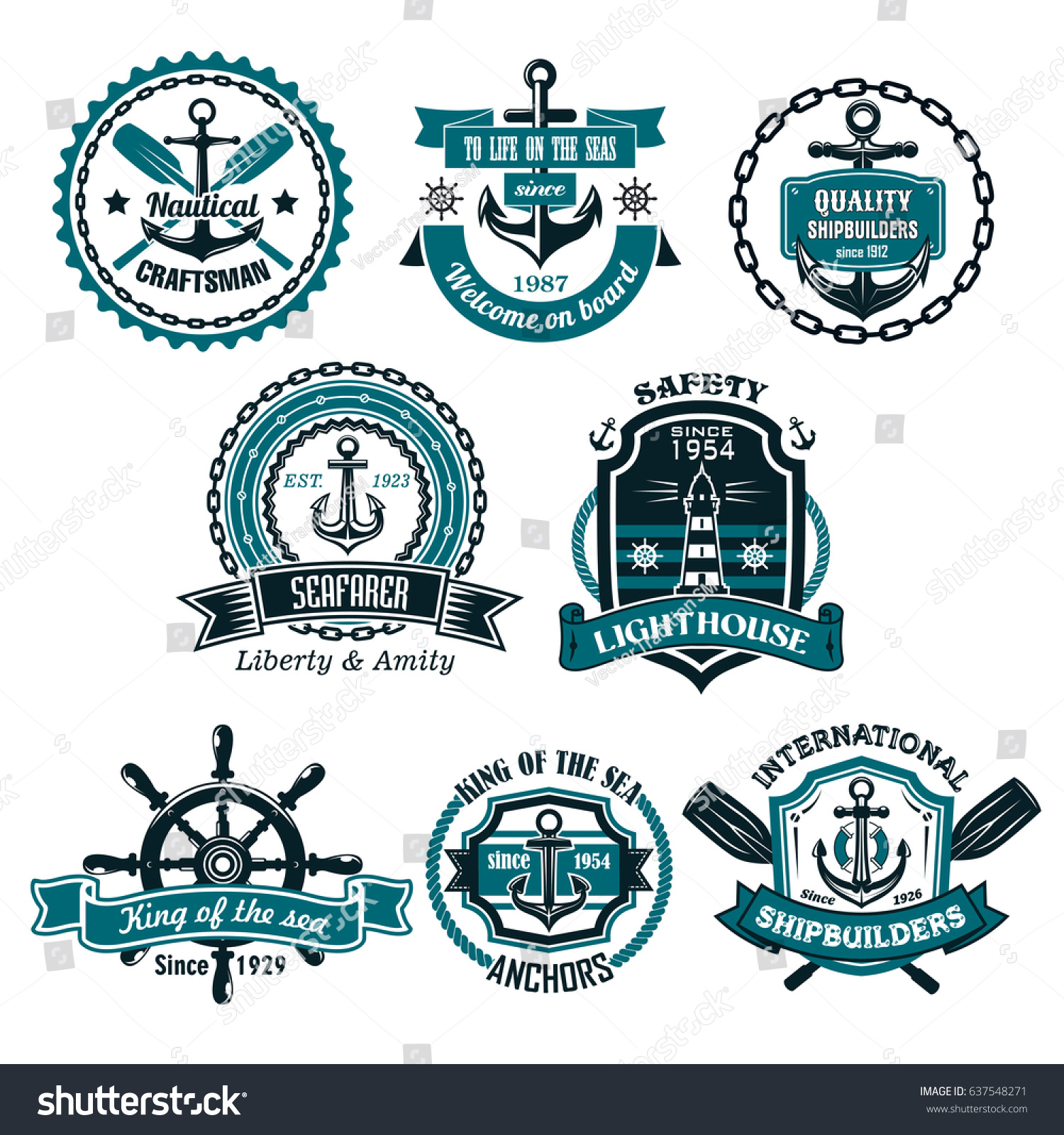 Nautical Icons Symbols Set Vector Isolated Stock Vector (Royalty Free ...