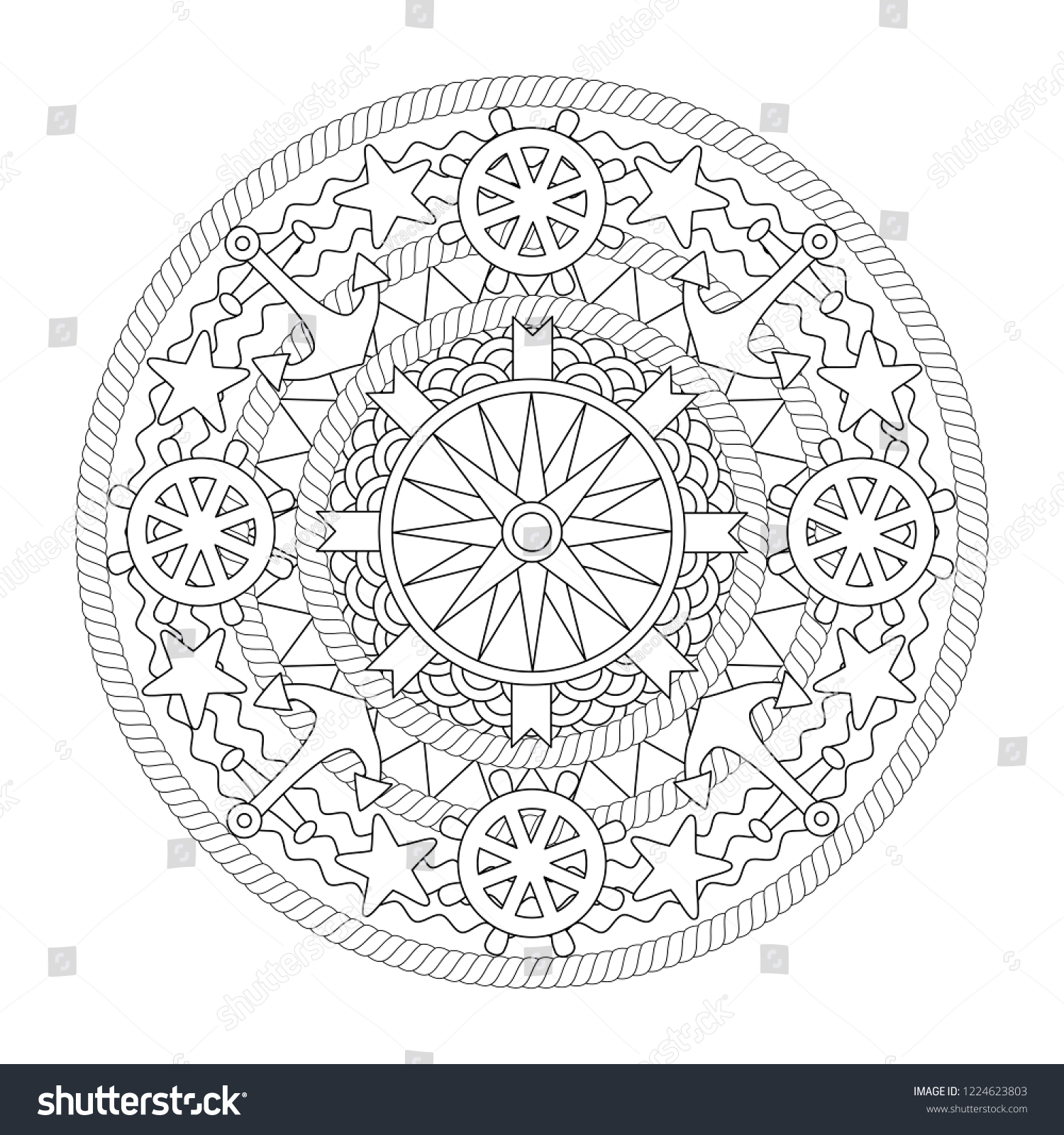 Download Nautical Mandala Vector Stock Vector Royalty Free 1224623803