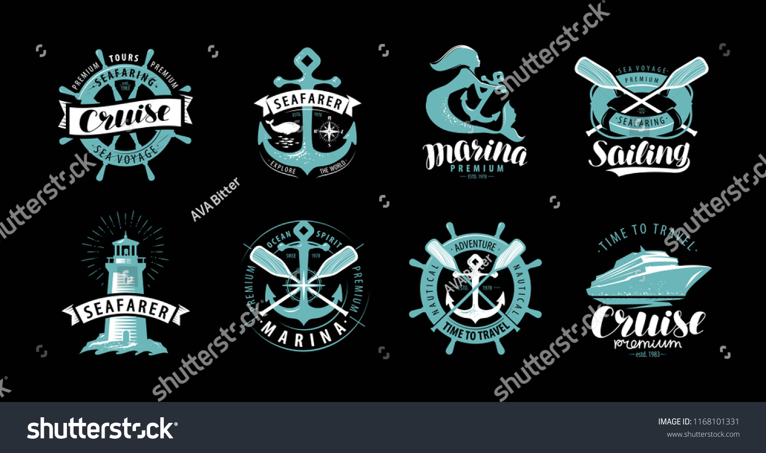 Nautical Theme Set Logos Labels Marine Stock Vector (Royalty Free ...