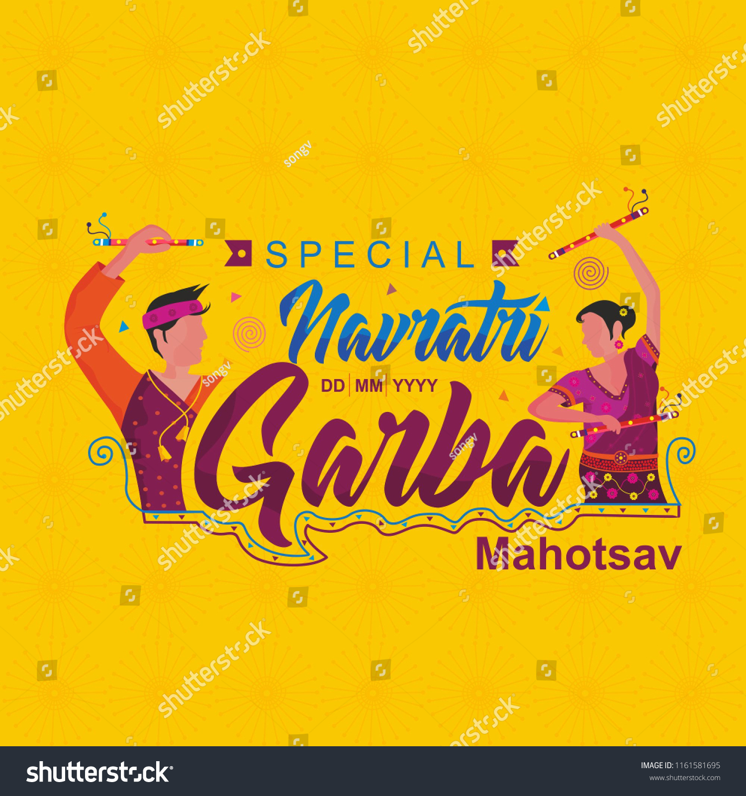 SVG of Navratri festival, Navratri Garba Dance, Navratri dandiya dance festival, Indian dandiya night, Couple playing Garba in Navratri svg