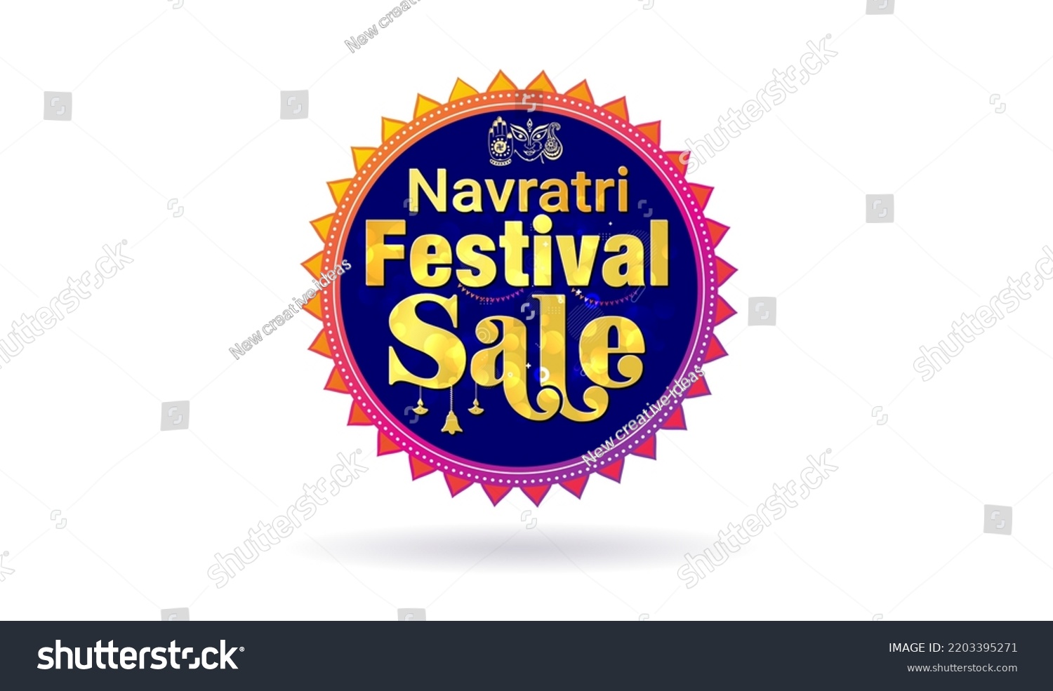 SVG of Navratri festive sale logo design. Indian hindu festival of Durga Puja or dandiya. svg