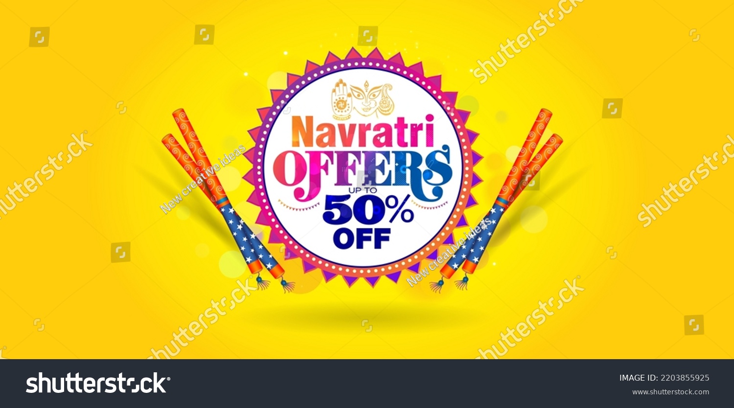 SVG of Navratri sale offer banner design. Indian hindu festival background of Durga Puja and dandiya night. svg