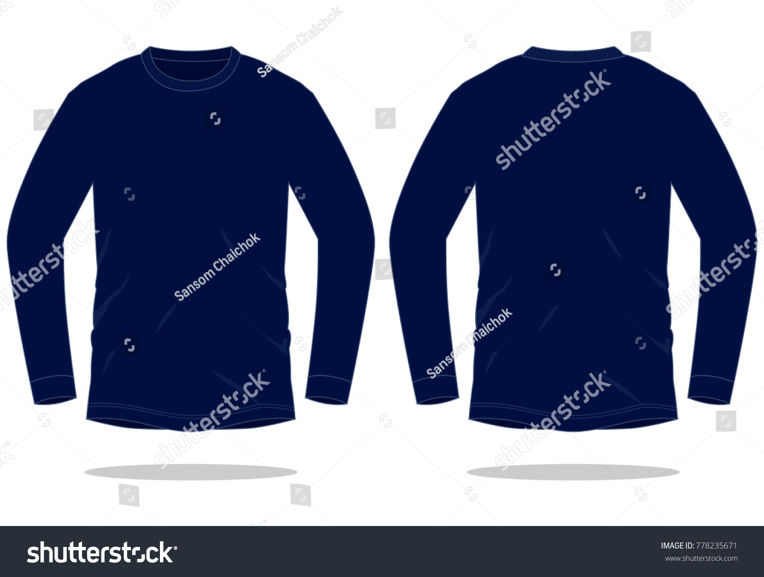 Download Navy Blue Long Sleeve T Shirt Stock Vector 778235671 - Shutterstock