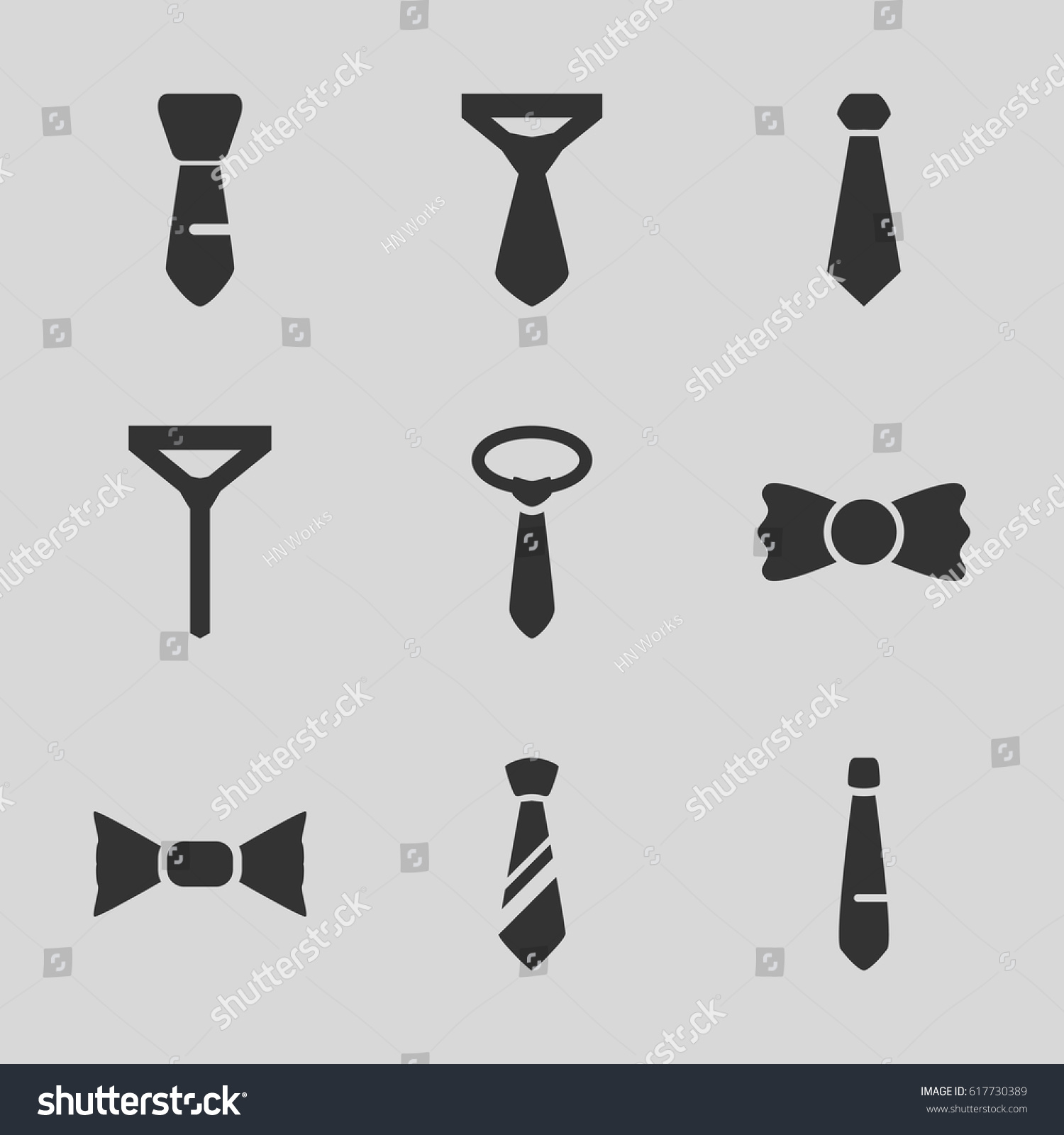 Necktie Icons Set Set 9 Necktie Stock Vector 617730389 - Shutterstock