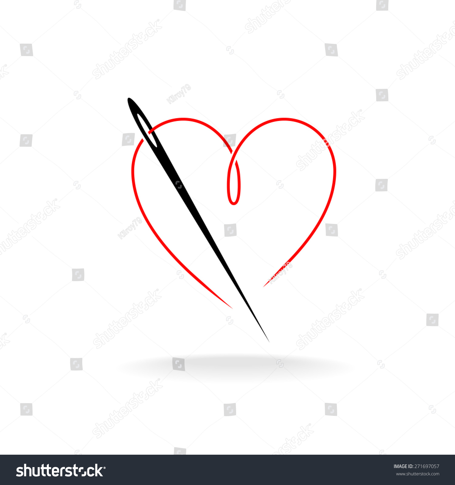 Needle Thread Shape Heart Simple Vector Stock Vector 271697057 ...