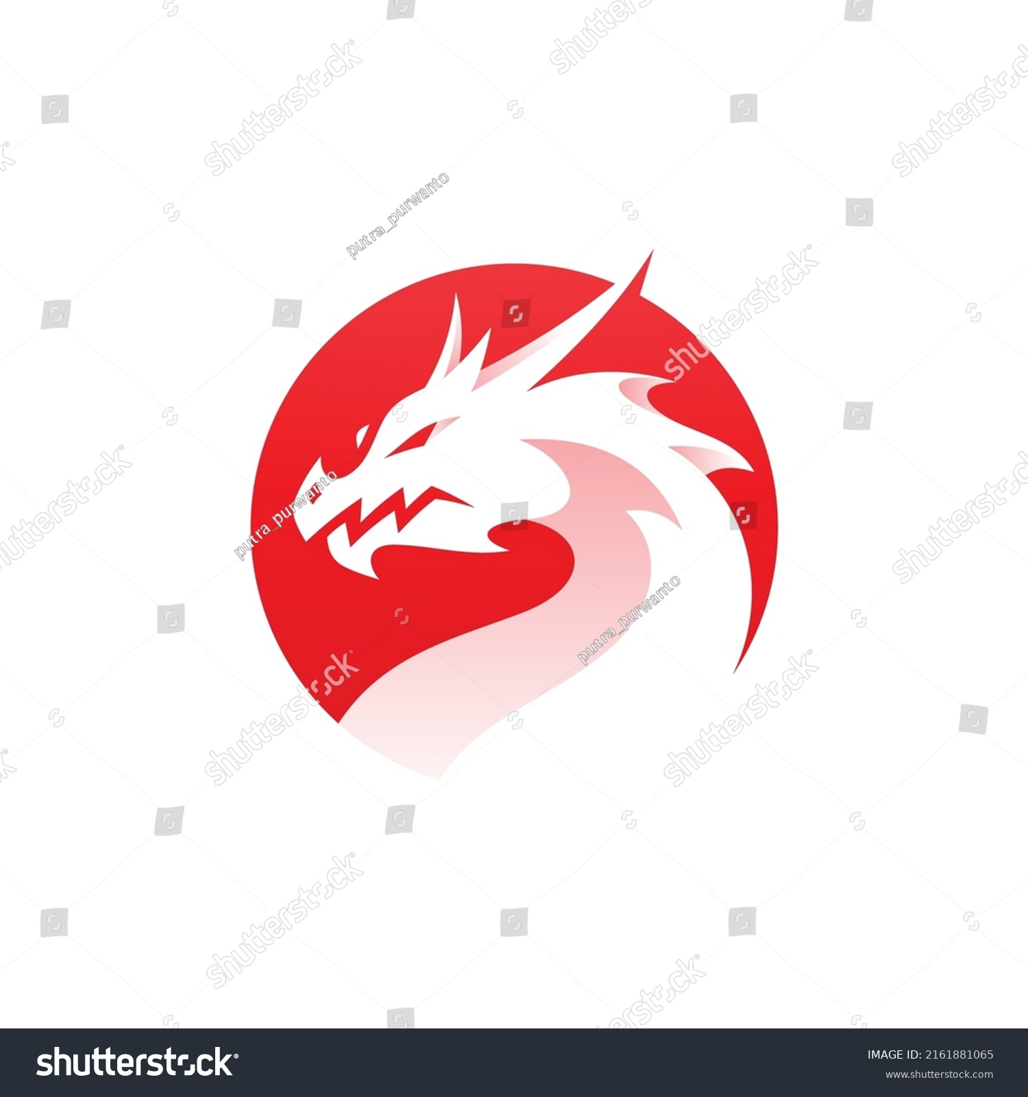 Negative Space Dragon Head Circle Logo Stock Vector (Royalty Free ...