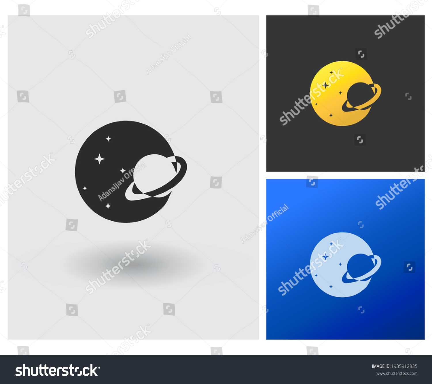 Negative Space Planet Ring Logo Clean Stock Vector (Royalty Free ...