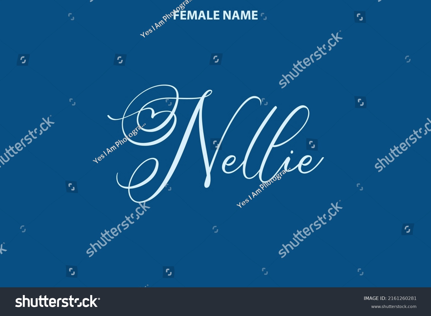 SVG of Nellie Cursive Text Lettering Girl Name 
 on Blue Background svg