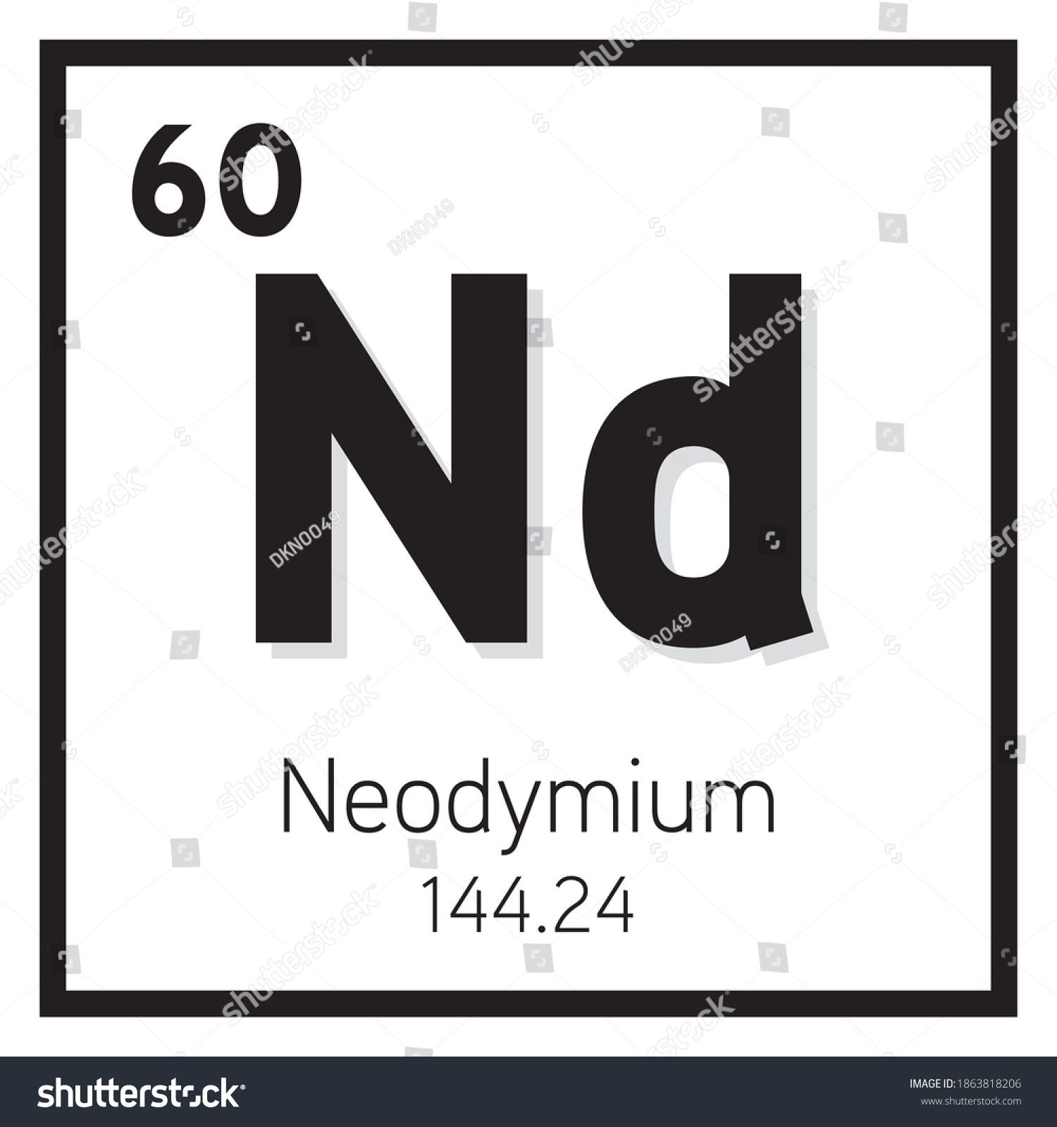 Neodymium Element Vector Icon Periodic Table Stock Vector Royalty Free 1863818206