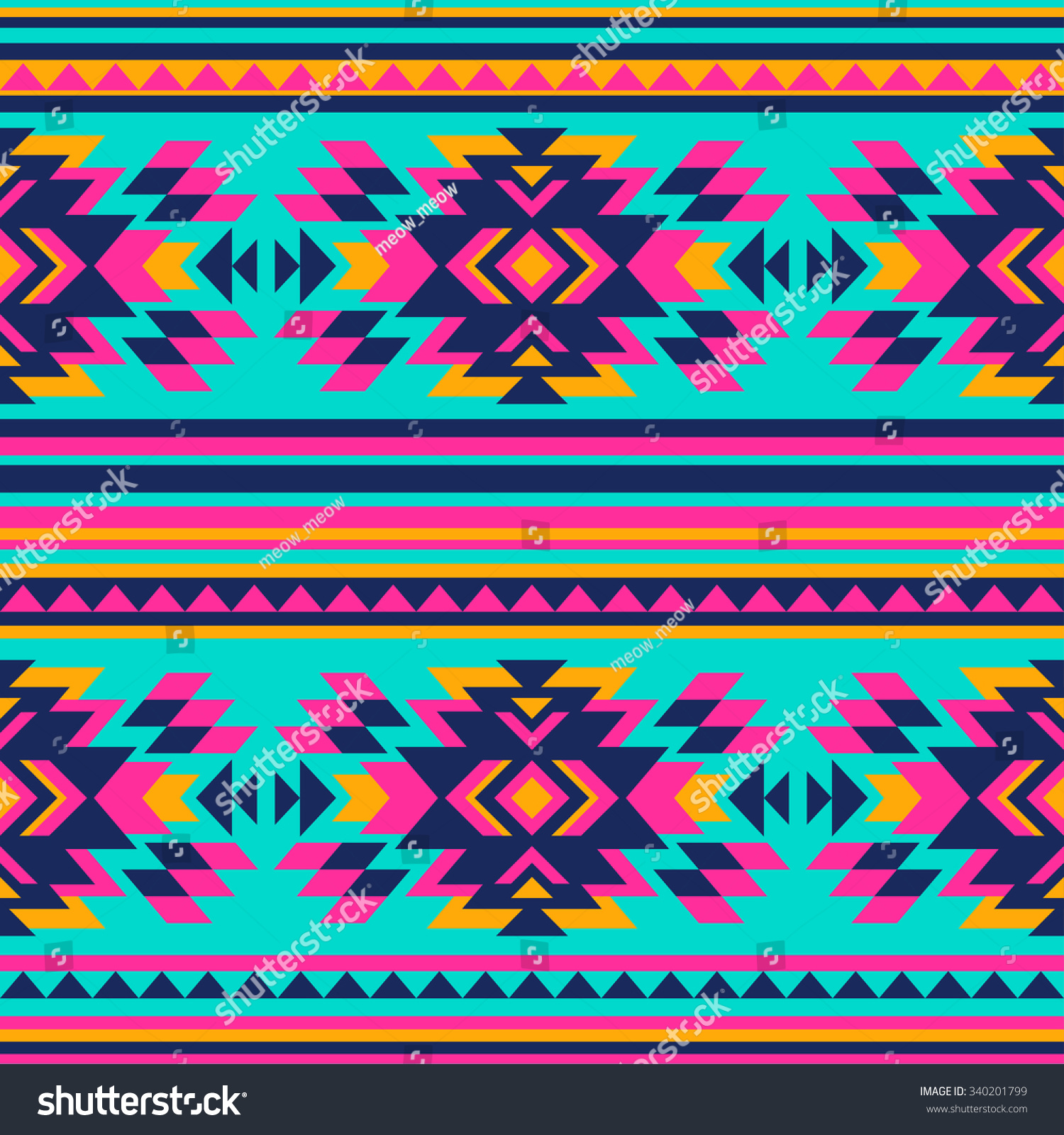 Neon Color Tribal Navajo Seamless Pattern Stock Vector 340201799 ...