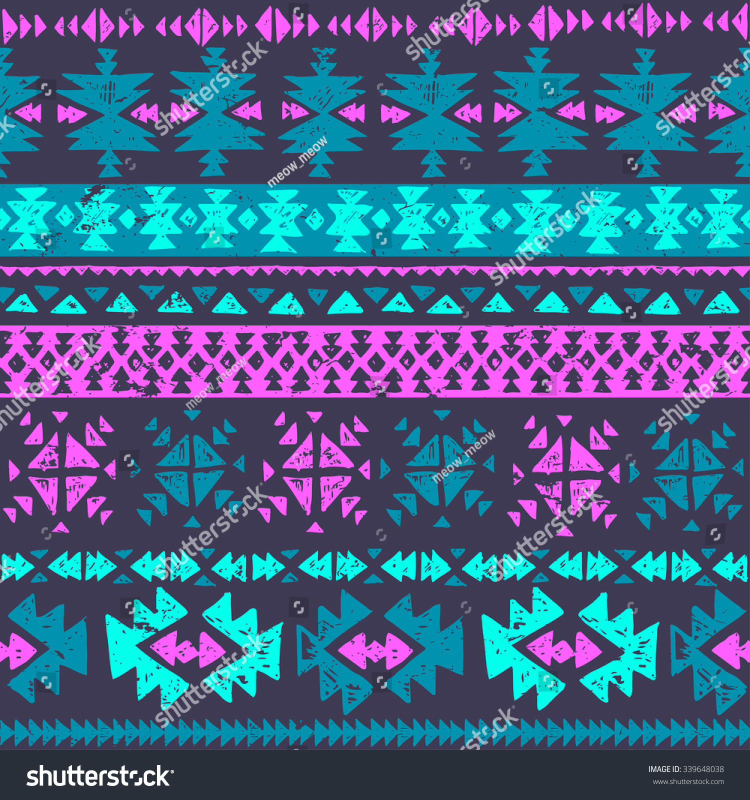 Neon Color Tribal Navajo Seamless Pattern. Aztec Grunge Abstract ...
