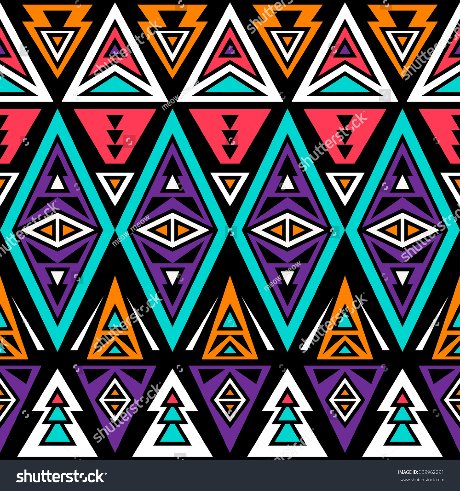 Neon Color Tribal Seamless Pattern Aztec Stock Vector 339962291 ...