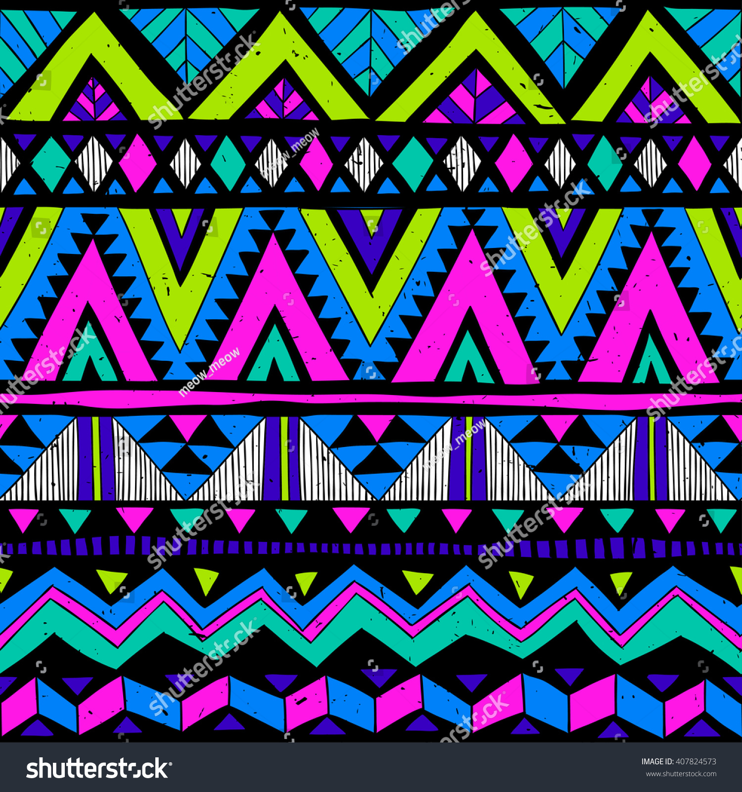 Neon Colors Tribal Navajo Vector Seamless Stock Vector 407824573 ...