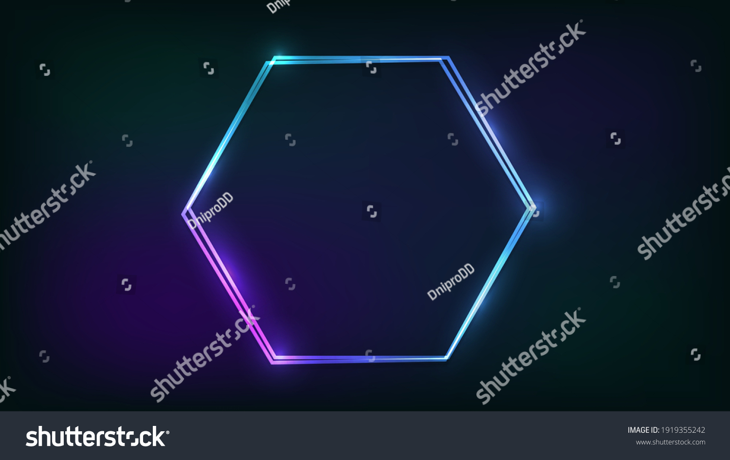 Neon Double Hexagon Frame Shining Effects Stock Vector (Royalty Free ...