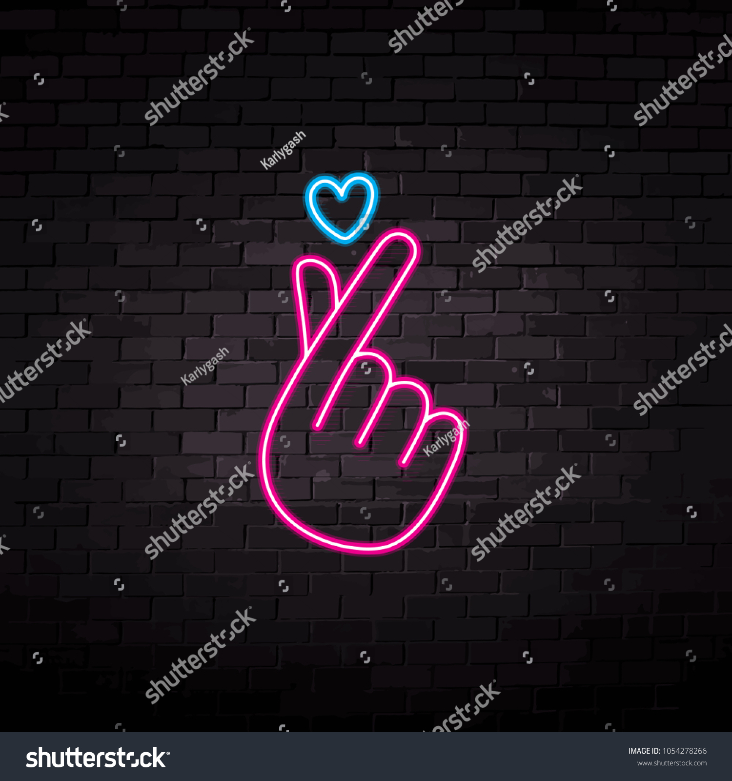 Neon Finger Love Heart Vector Illustration Stock Vector (Royalty Free ...