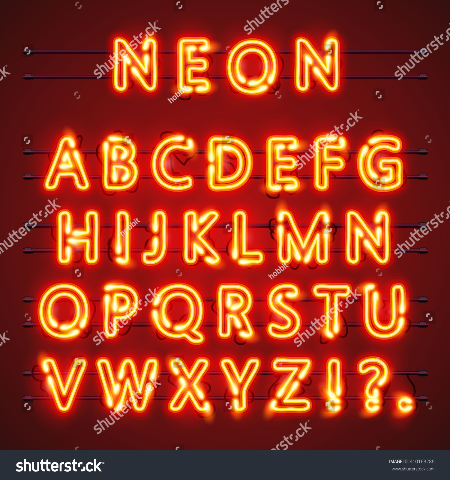 Neon Font City Text Night Alphabet Stock Vektorgrafik Lizenzfrei 410163286