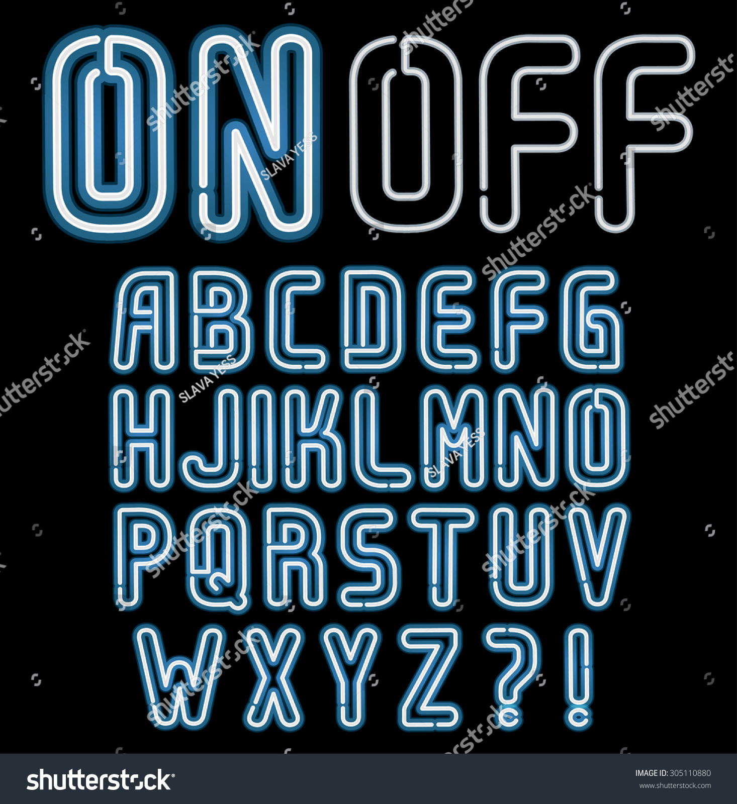 Neon Font, Part 3/4, Complete Alphabet On Stock Vector Illustration ...