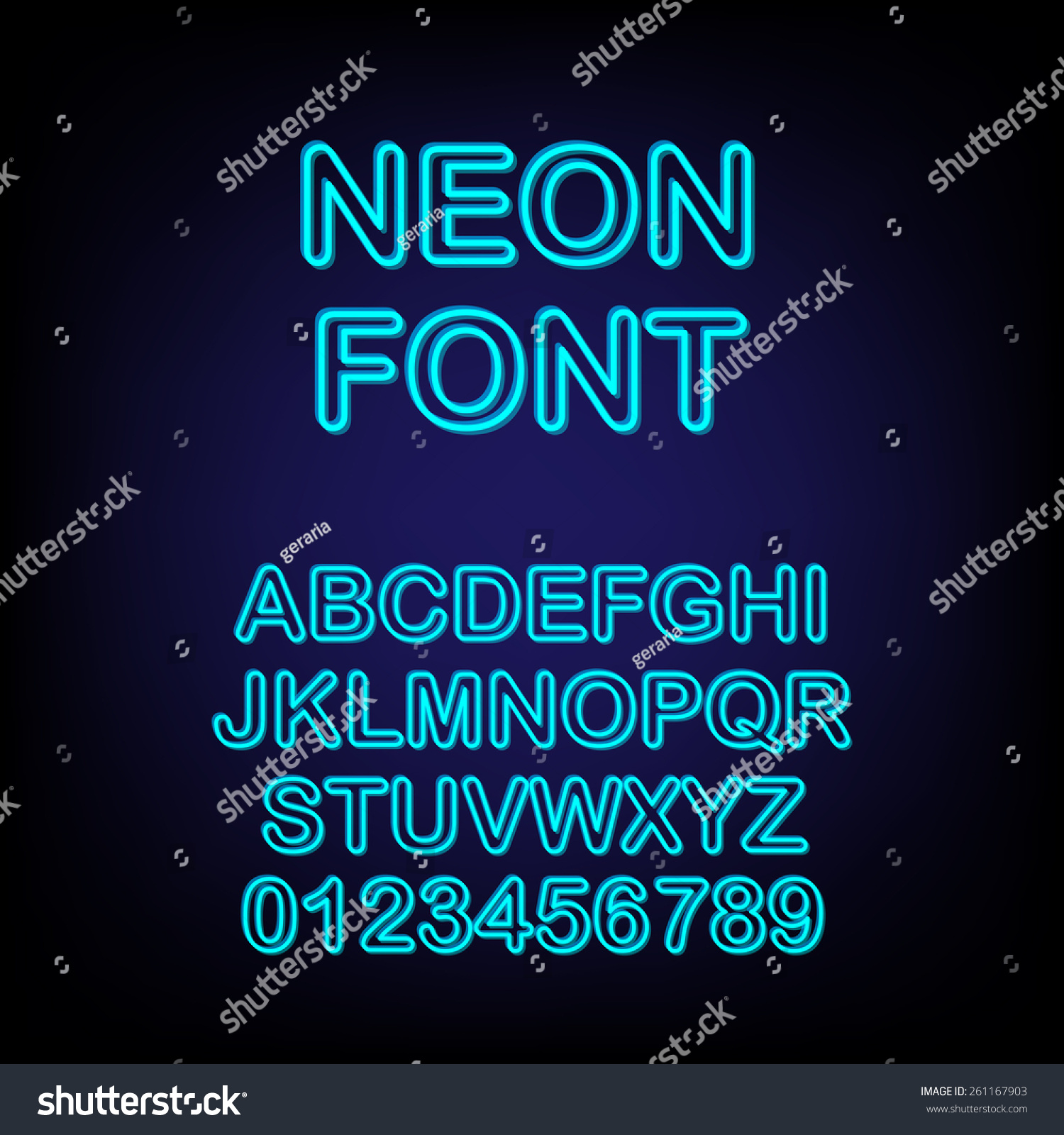 Neon Font. Vector Illustration. - 261167903 : Shutterstock