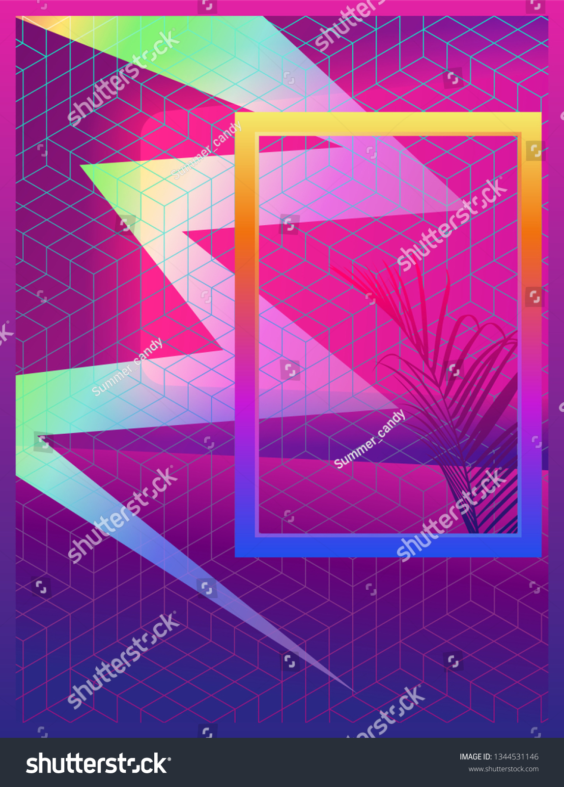 Neon Glow Ambient Room Frame Tropical Stock Vector Royalty Free