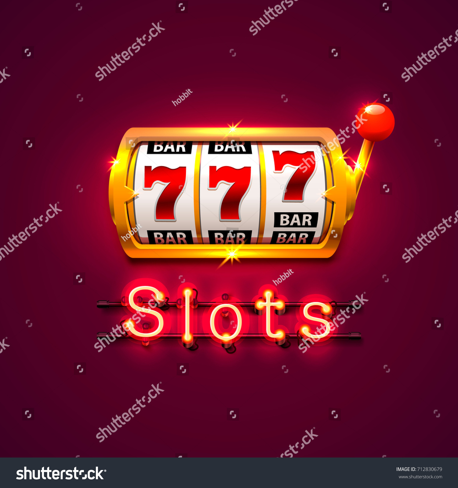 Neon Golden Slot Machine Wins Jackpot Stock Vector (Royalty Free ...