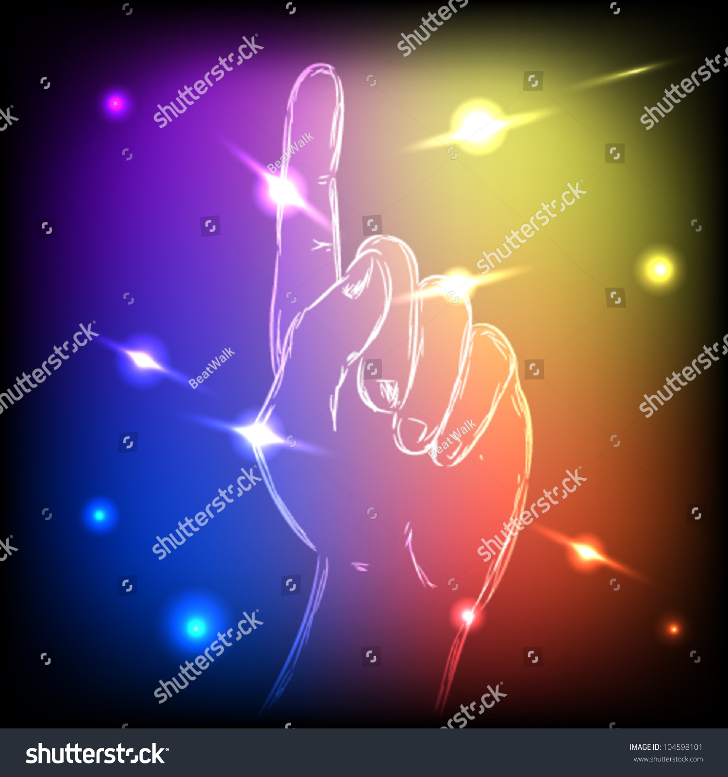 Neon Hand, Finger Pointing Up, Mesh Vector Illustration Eps10 ...