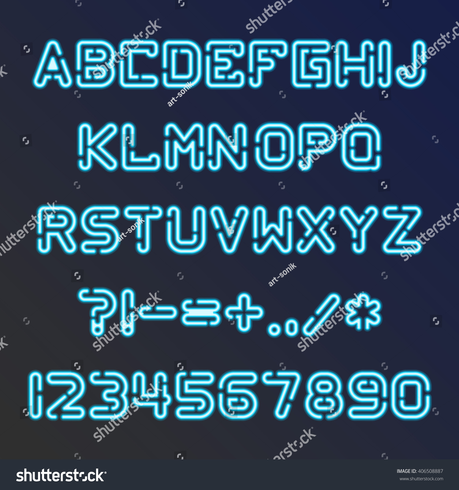 Neon Light Alphabet Vector Font Type Stock Vector (Royalty Free ...