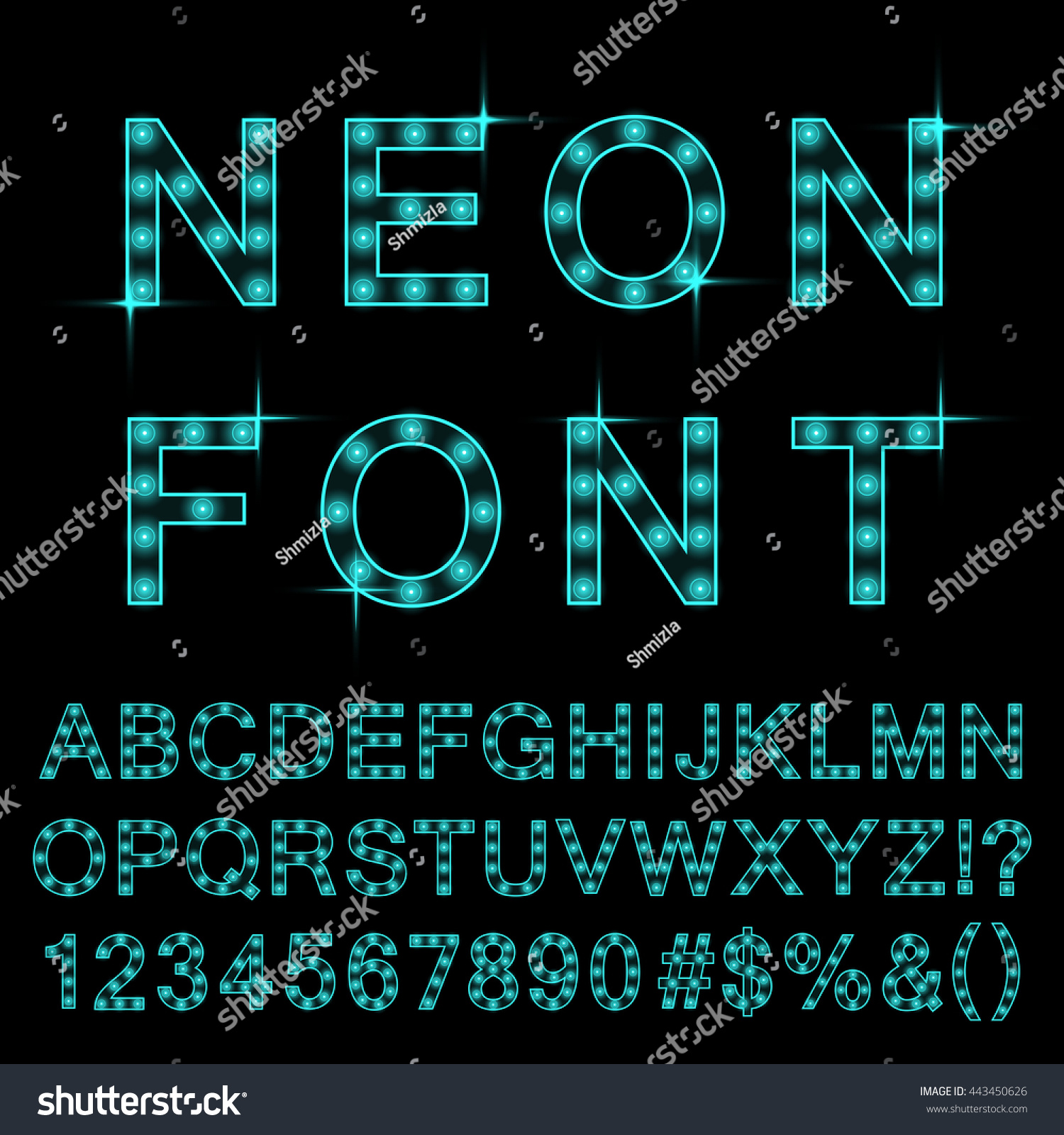 Neon Light Font Cyan Color Glowing Stock Vector (Royalty Free ...